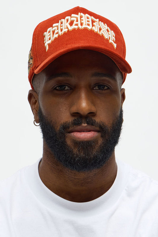 Paradise Structured Corduroy Snapback Hat - Rust