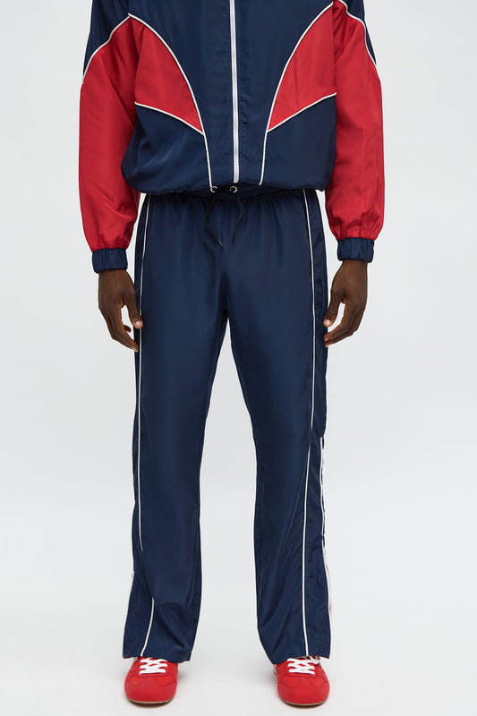 Straight Color Block Club Zipper Pant - Navy/combo