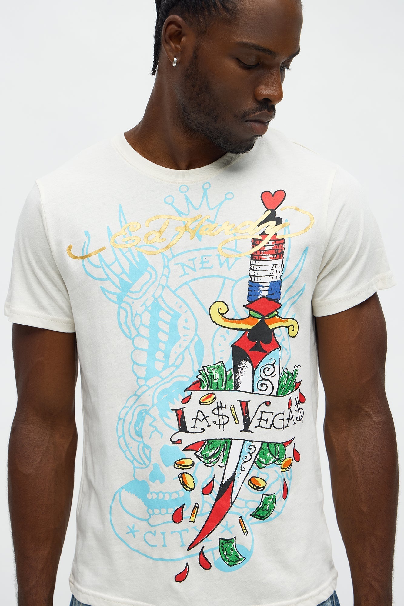 Ed Hardy New Las Vegas Short Sleeve Tee - Ivory