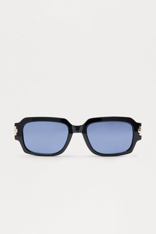 On Task Square Frame Colored Lens Sunglasses - Black