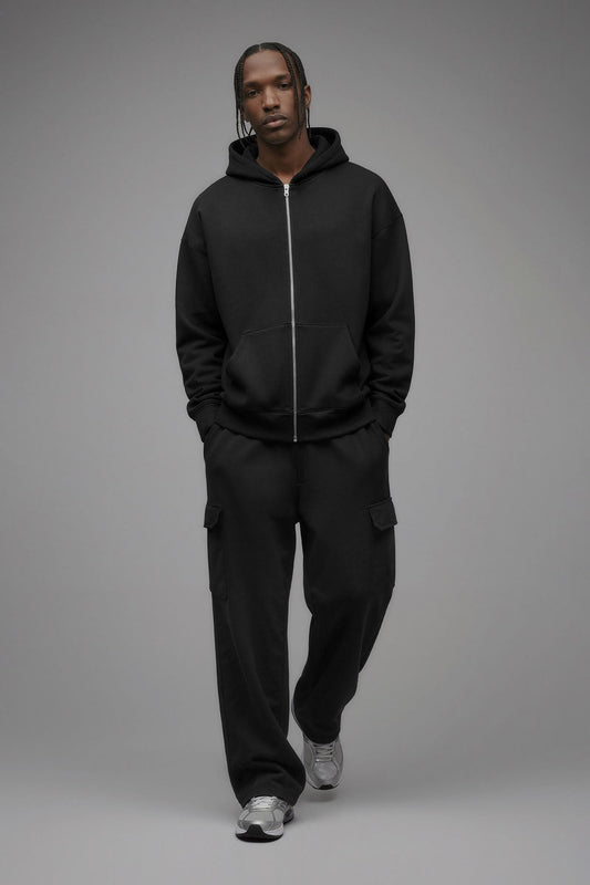 410 Oversized Zip Hoodie - Black