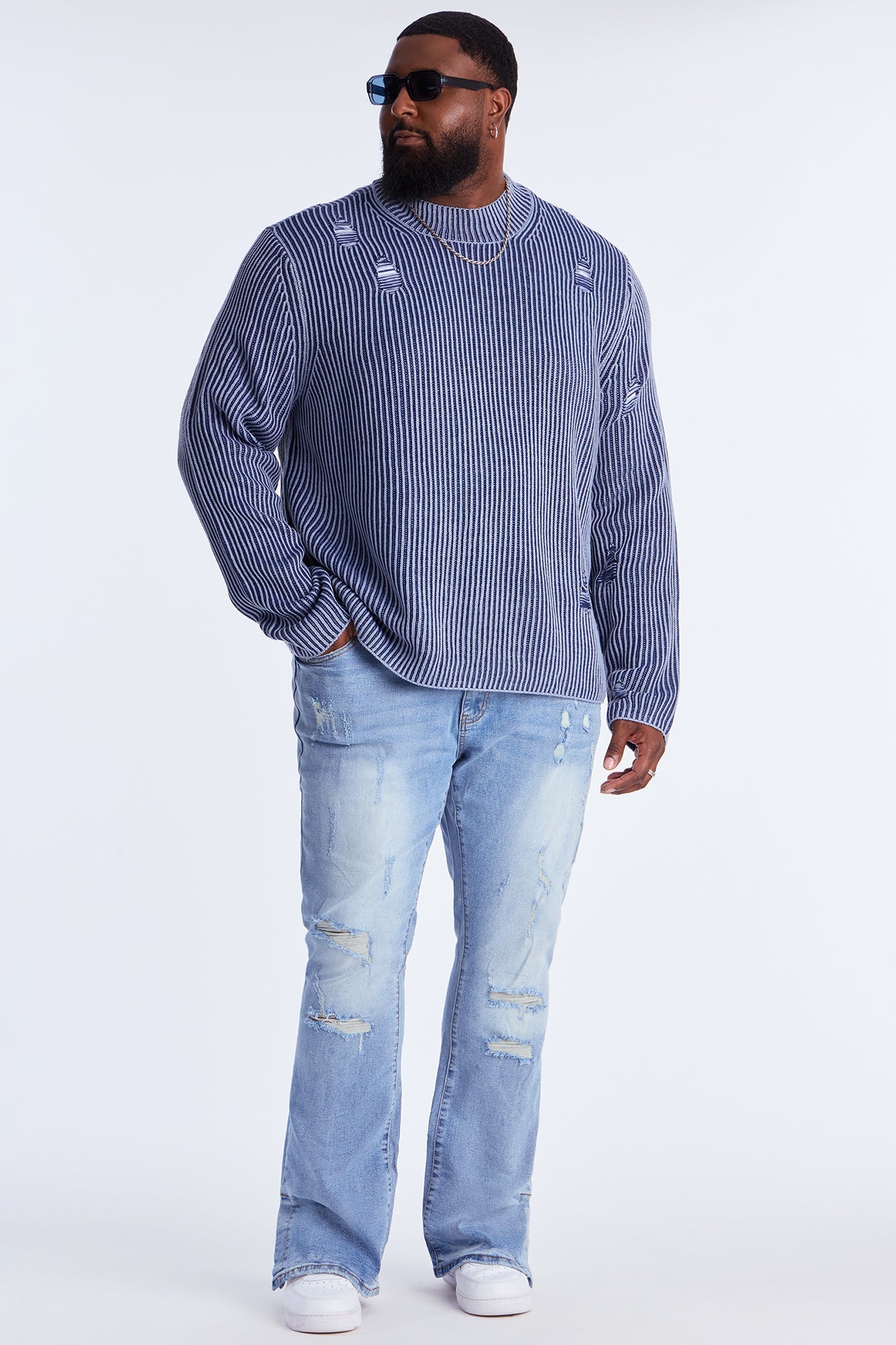 Stacked Skinny Flare Slit Rebel Against Distressed Jean - Light Wash