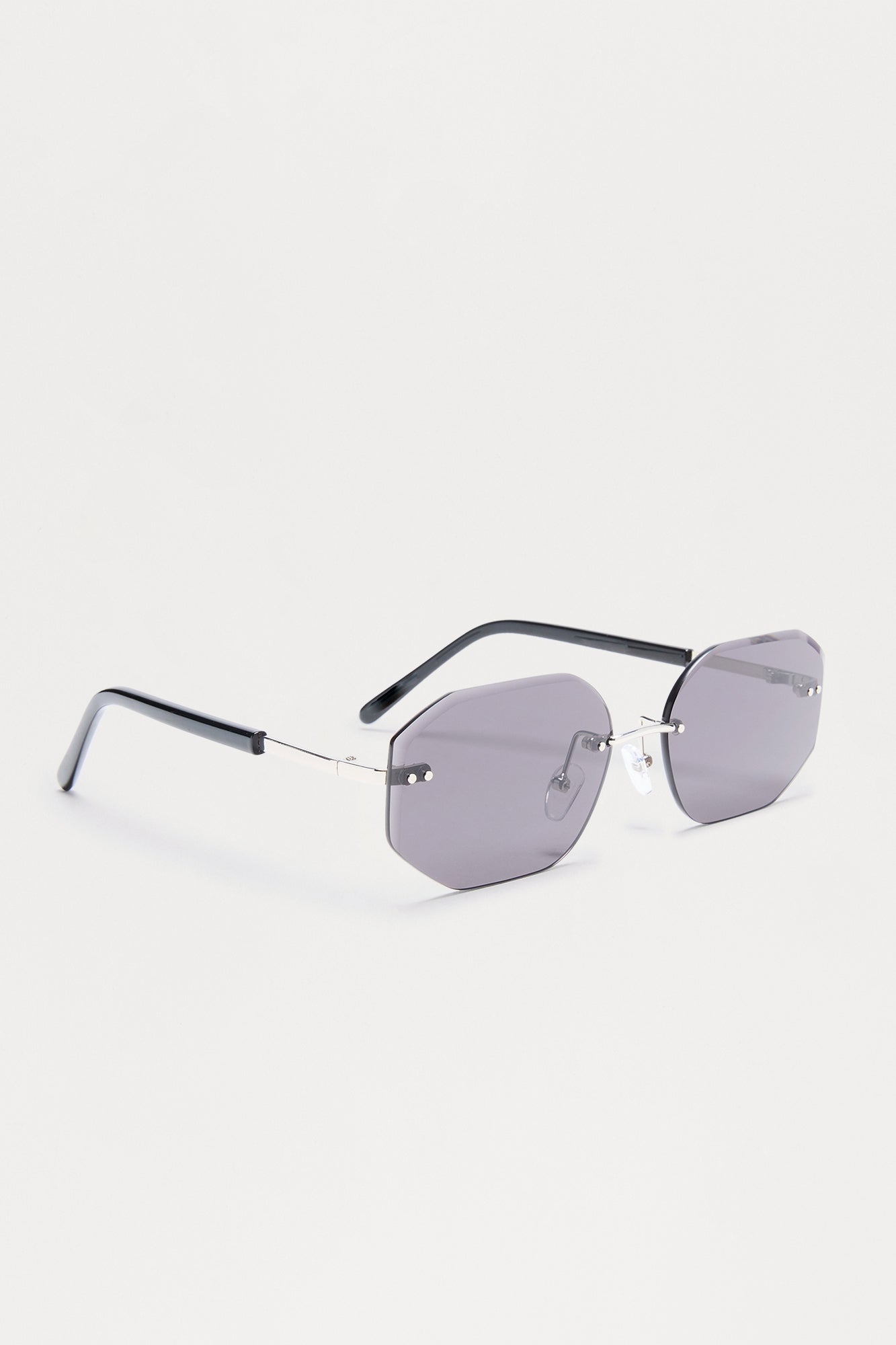 Frameless Geometric Colored Lens Sunglasses - Black/Smoke