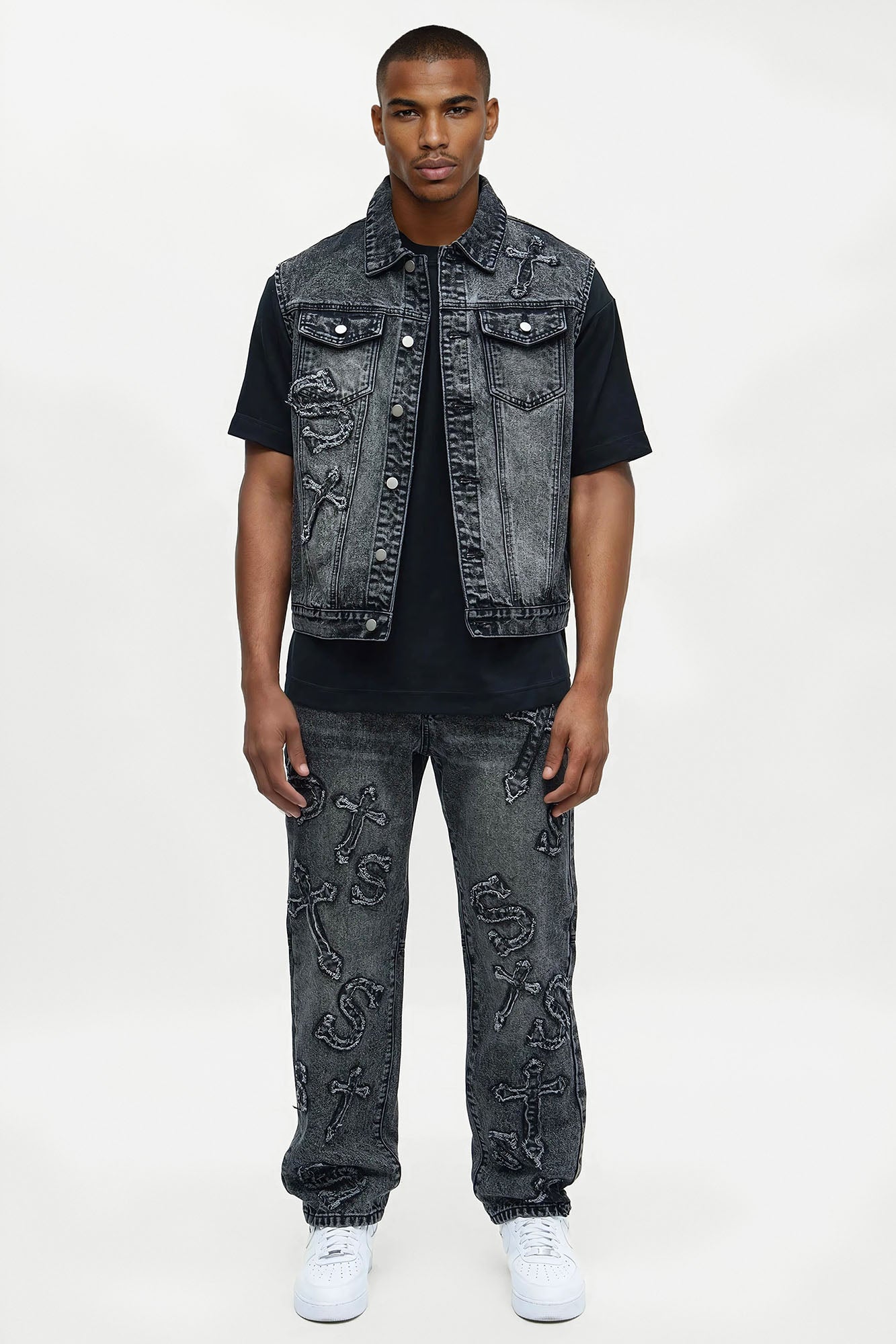 Street Testament Denim Vest - Grey