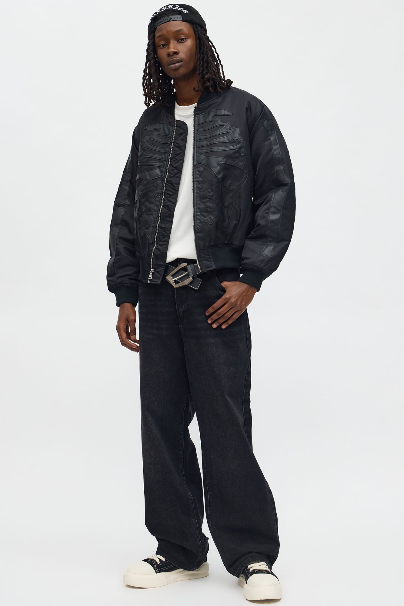 Oversized Slip Into Darkness Bomber Jacket - Black