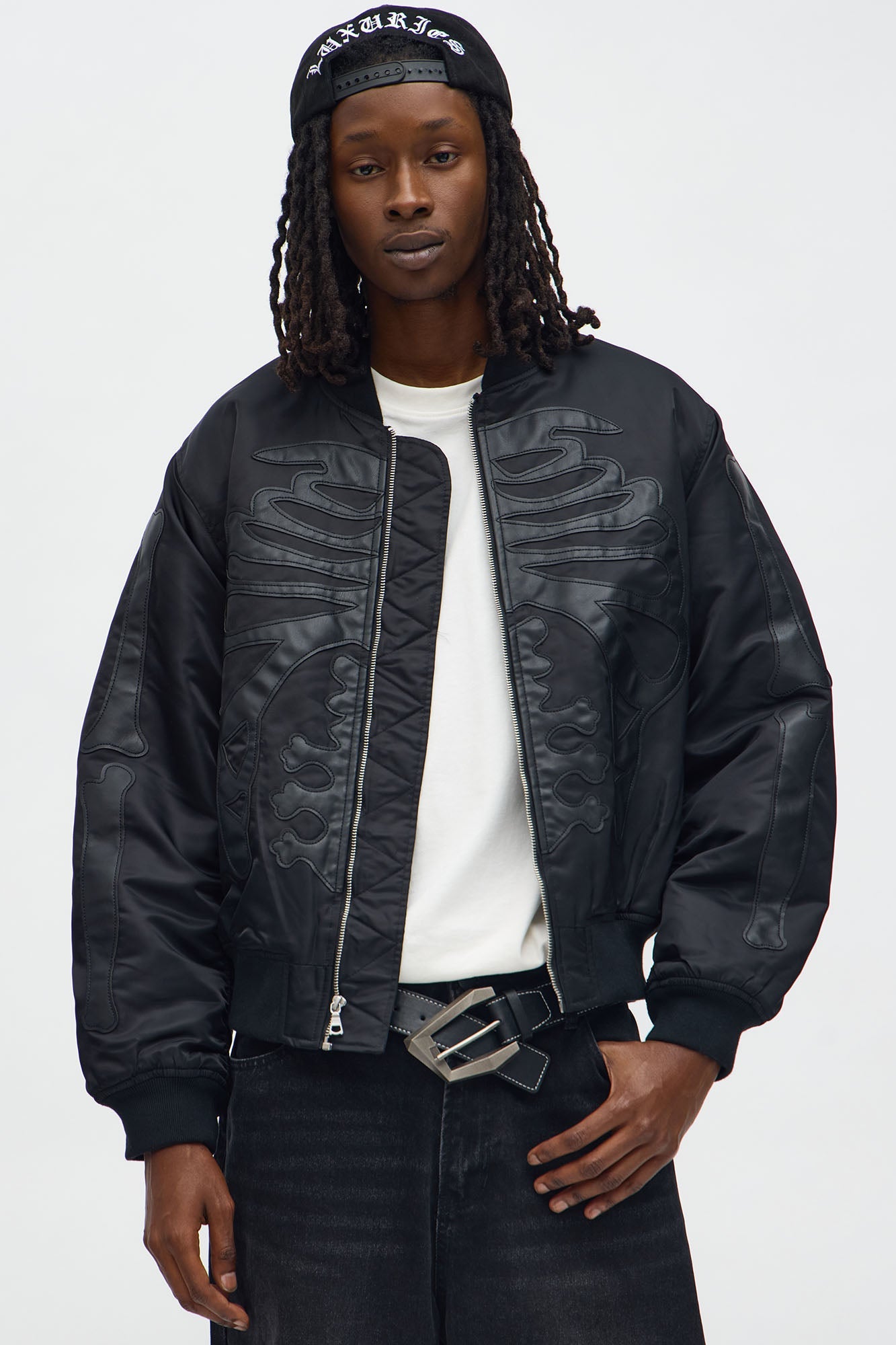 Oversized Slip Into Darkness Bomber Jacket - Black