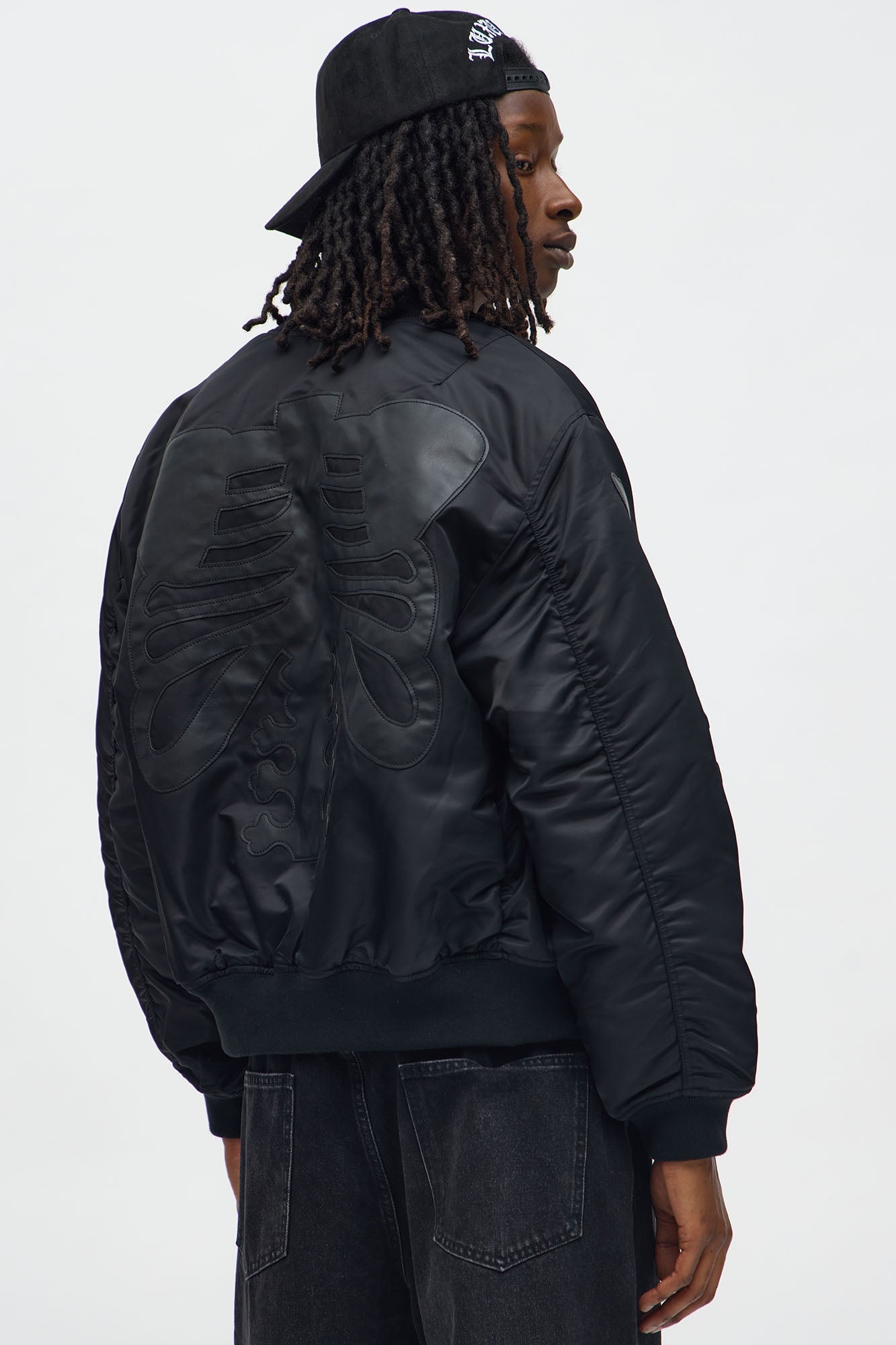 Oversized Slip Into Darkness Bomber Jacket - Black