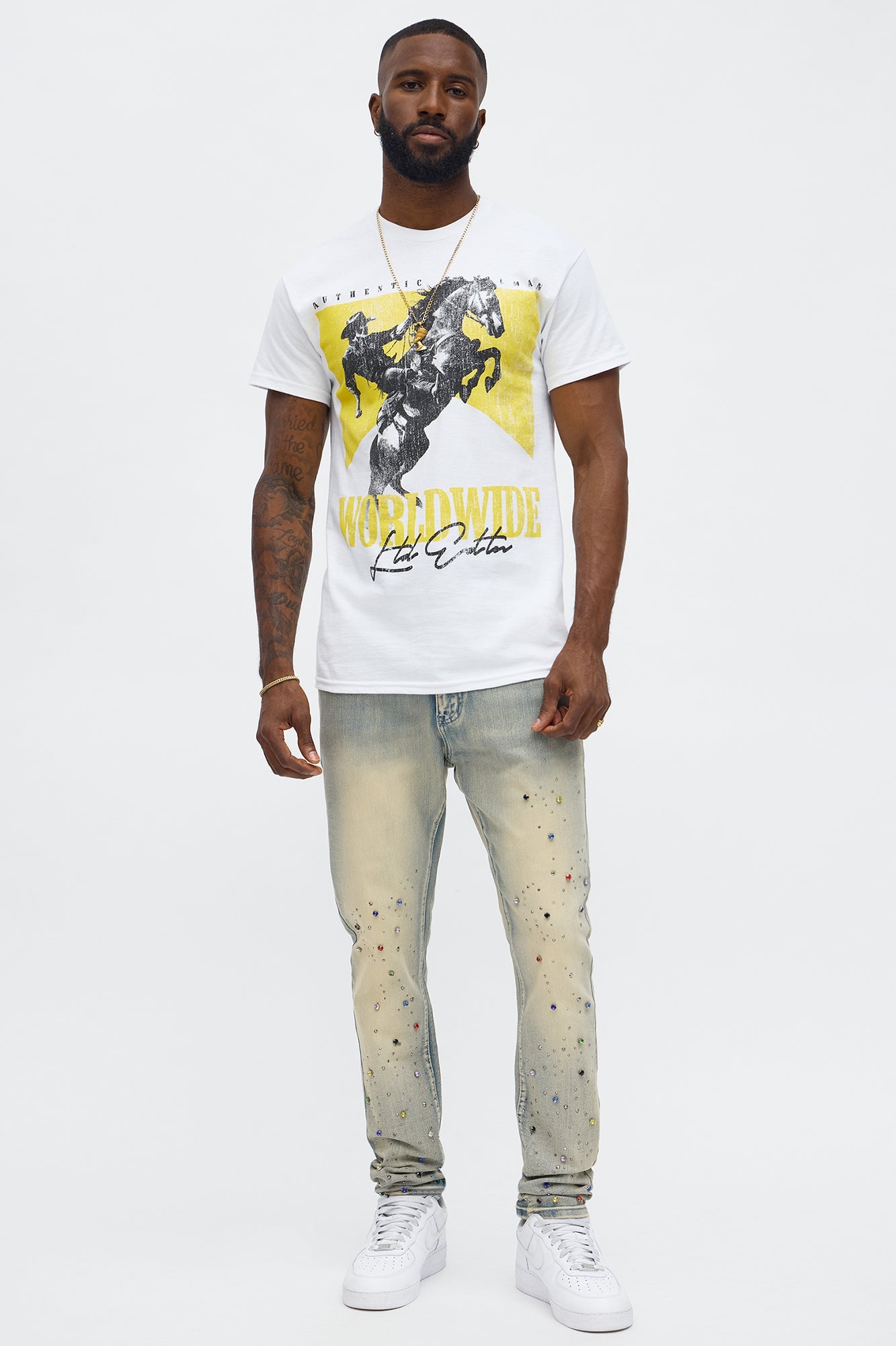 Stacked Skinny One Infinity Jeweled Jean - Light Wash