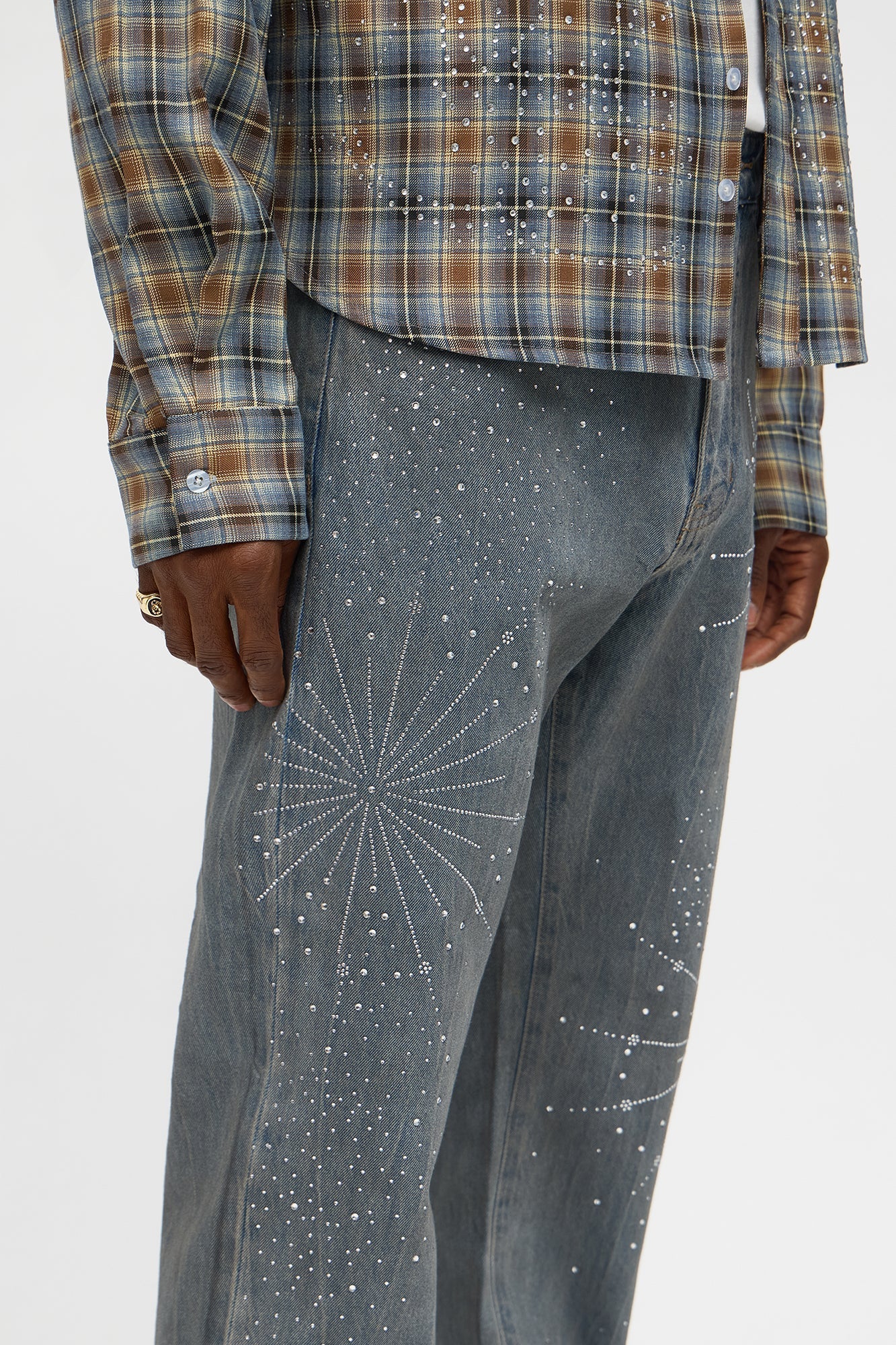 Slim Shining Star Rhinestoned Jean - Vintage Blue Wash