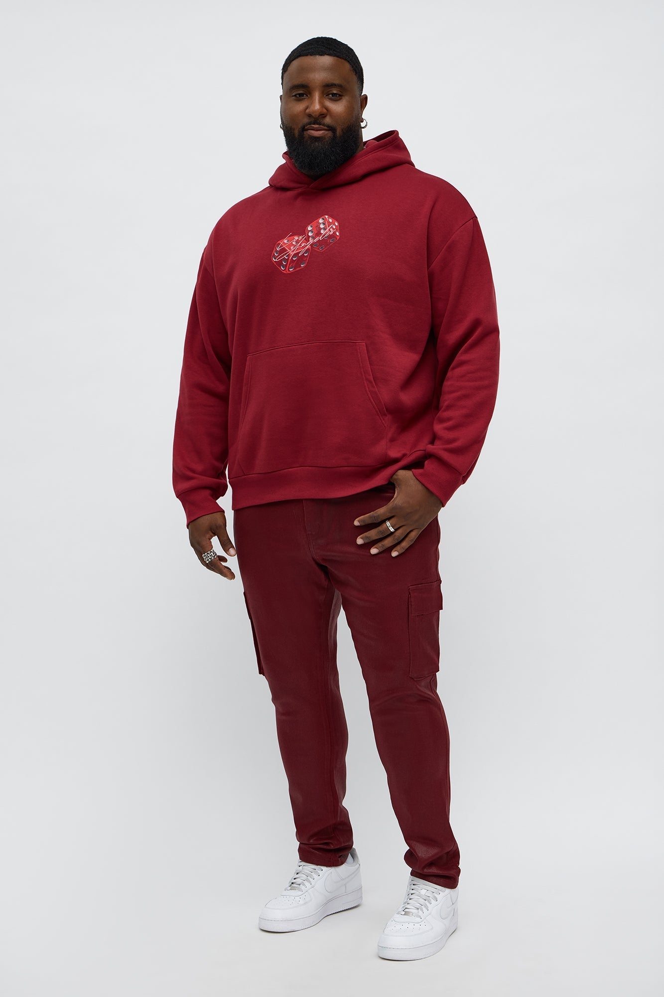 Skinny Down The Streets Waxed Cargo Jean - Burgundy
