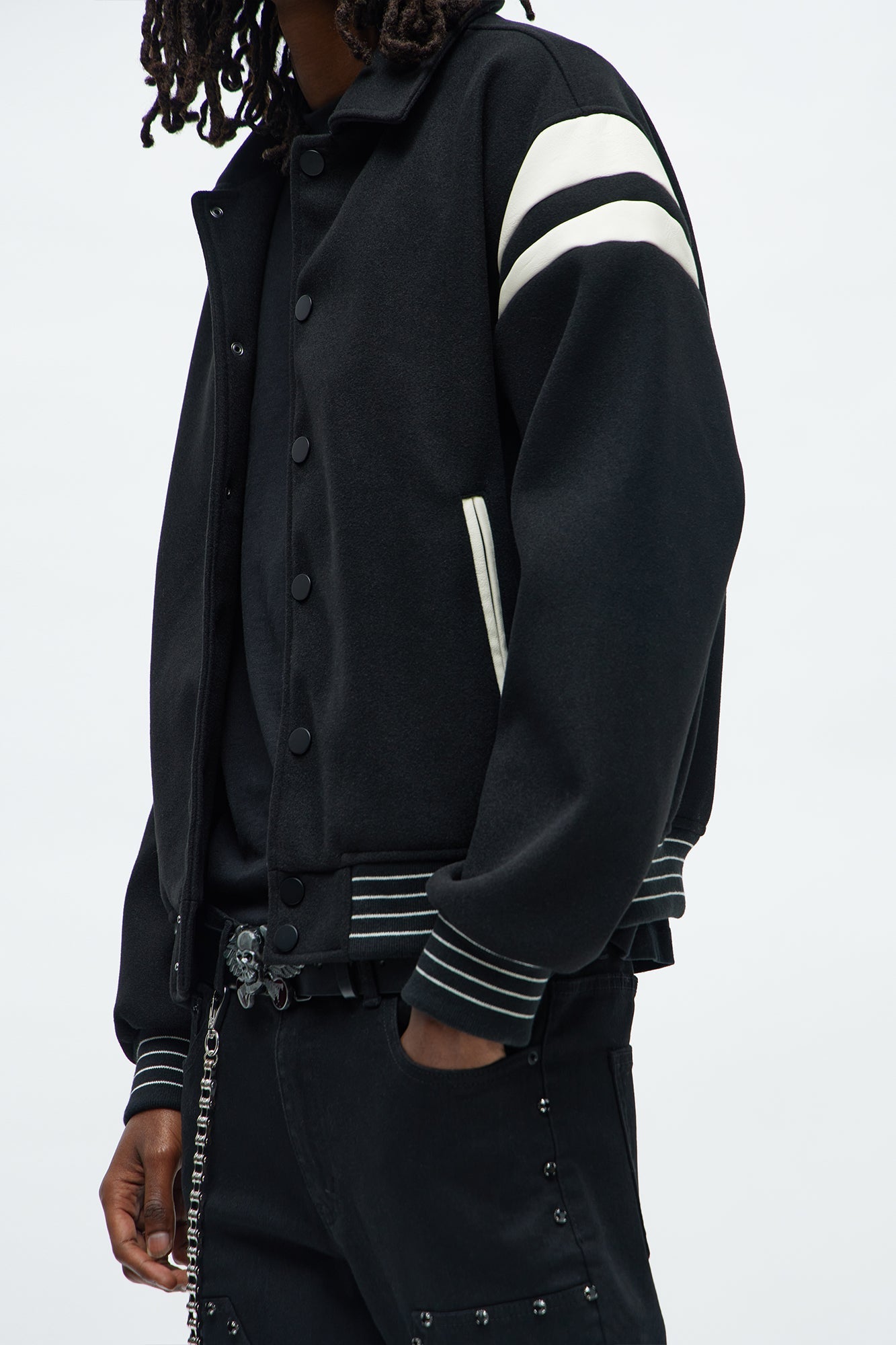 Classic Old School Varsity Jacket - Black