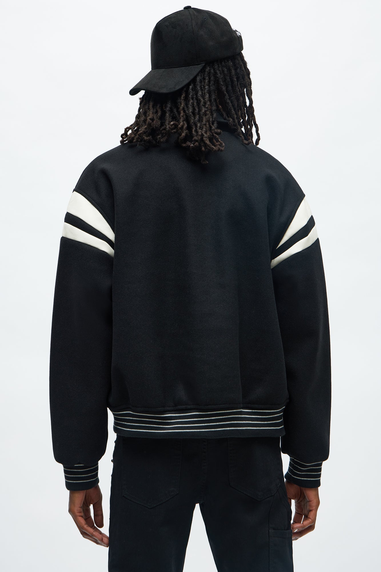 Classic Old School Varsity Jacket - Black