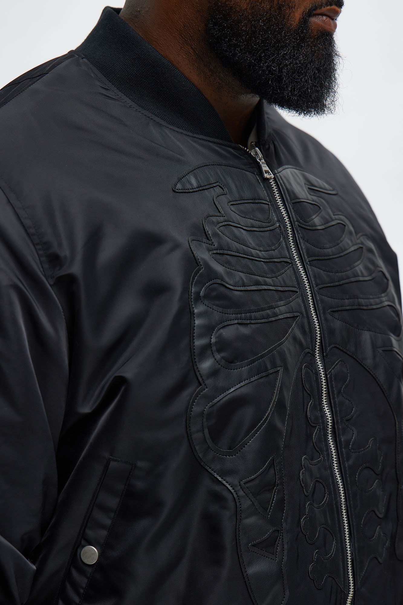 Oversized Slip Into Darkness Bomber Jacket - Black