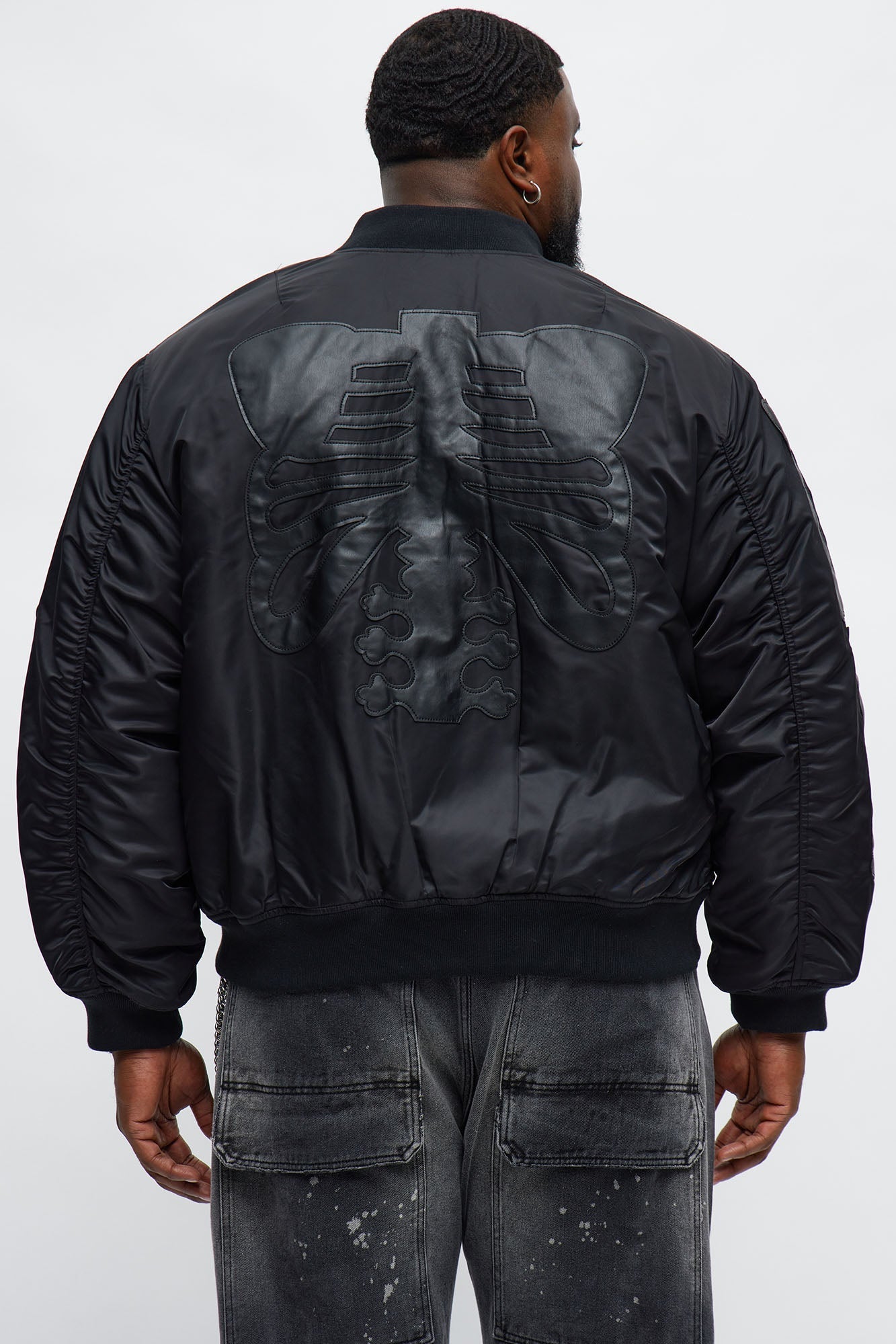 Oversized Slip Into Darkness Bomber Jacket - Black