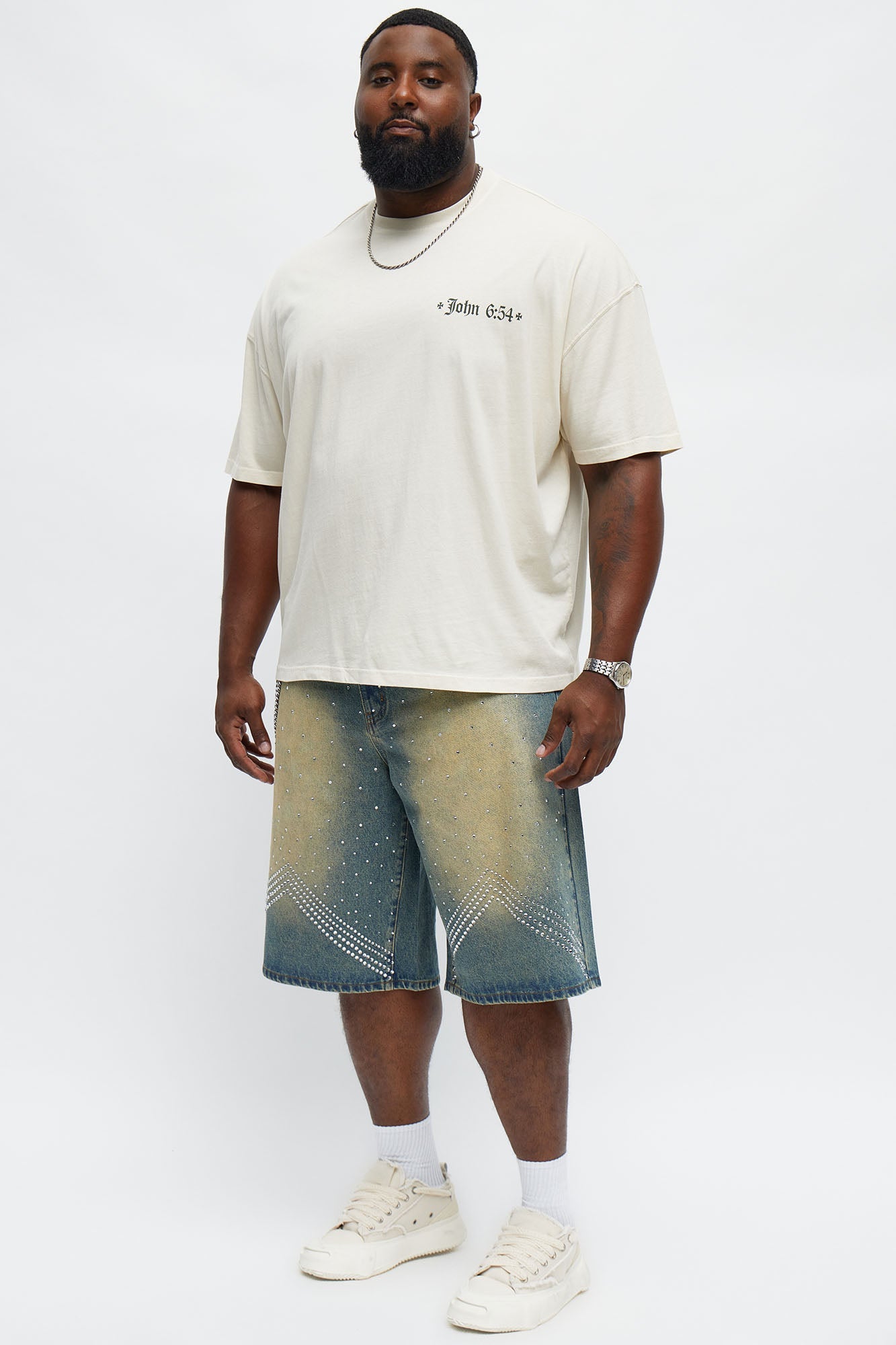 John 6 Verse 54 Oversized Short Sleeve Tee - Cream