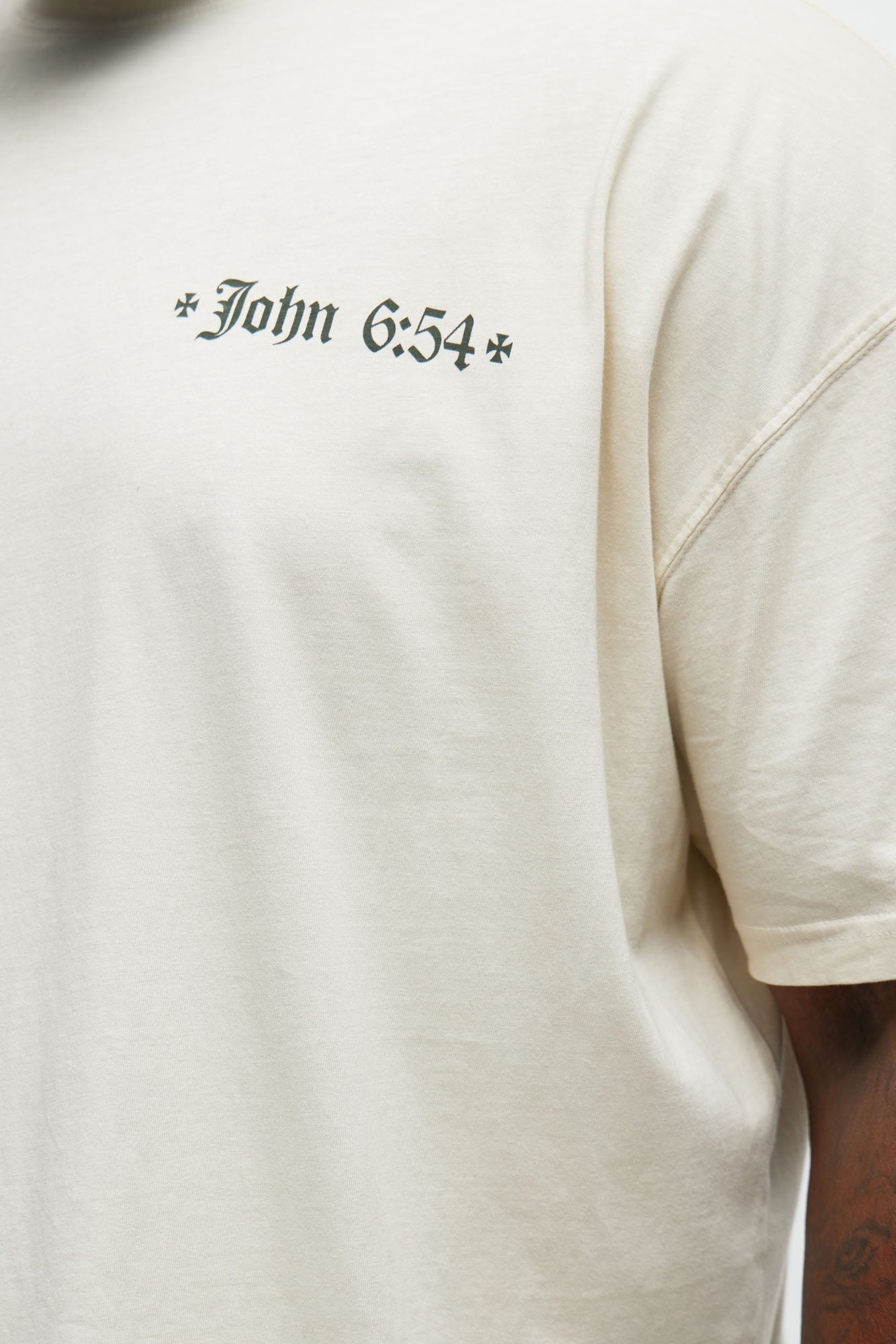 John 6 Verse 54 Oversized Short Sleeve Tee - Cream