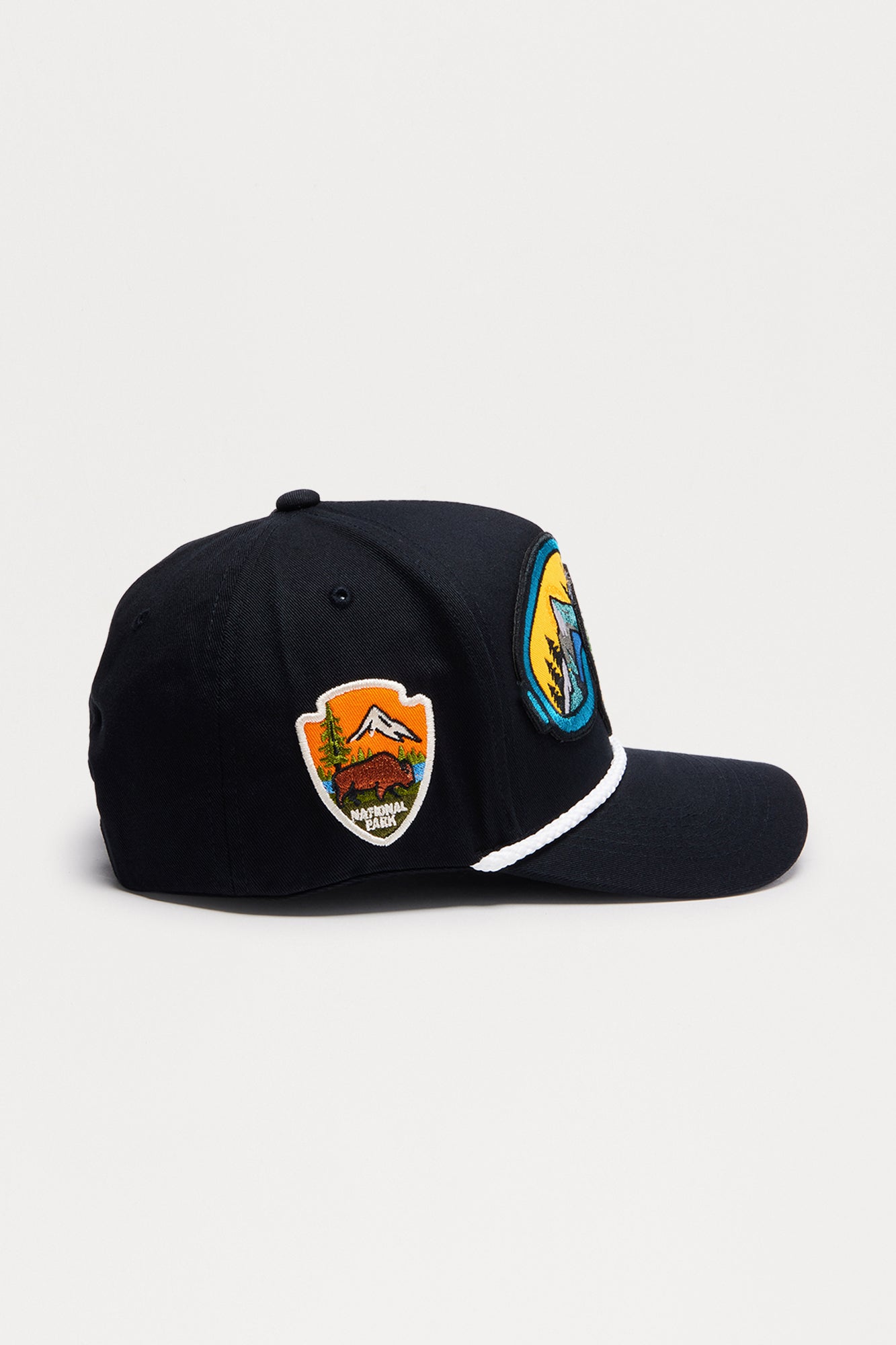 Camp Badge Structured Snapback Hat - Black