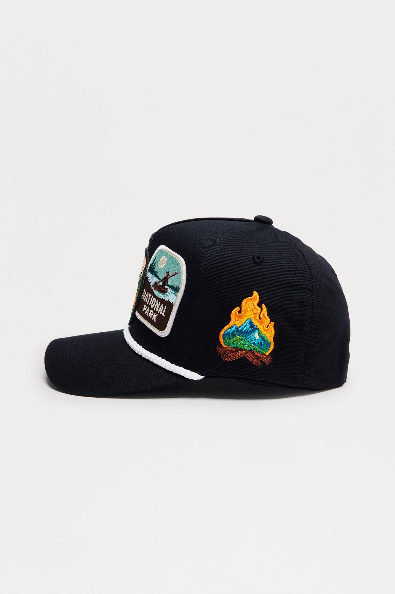 Camp Badge Structured Snapback Hat - Black
