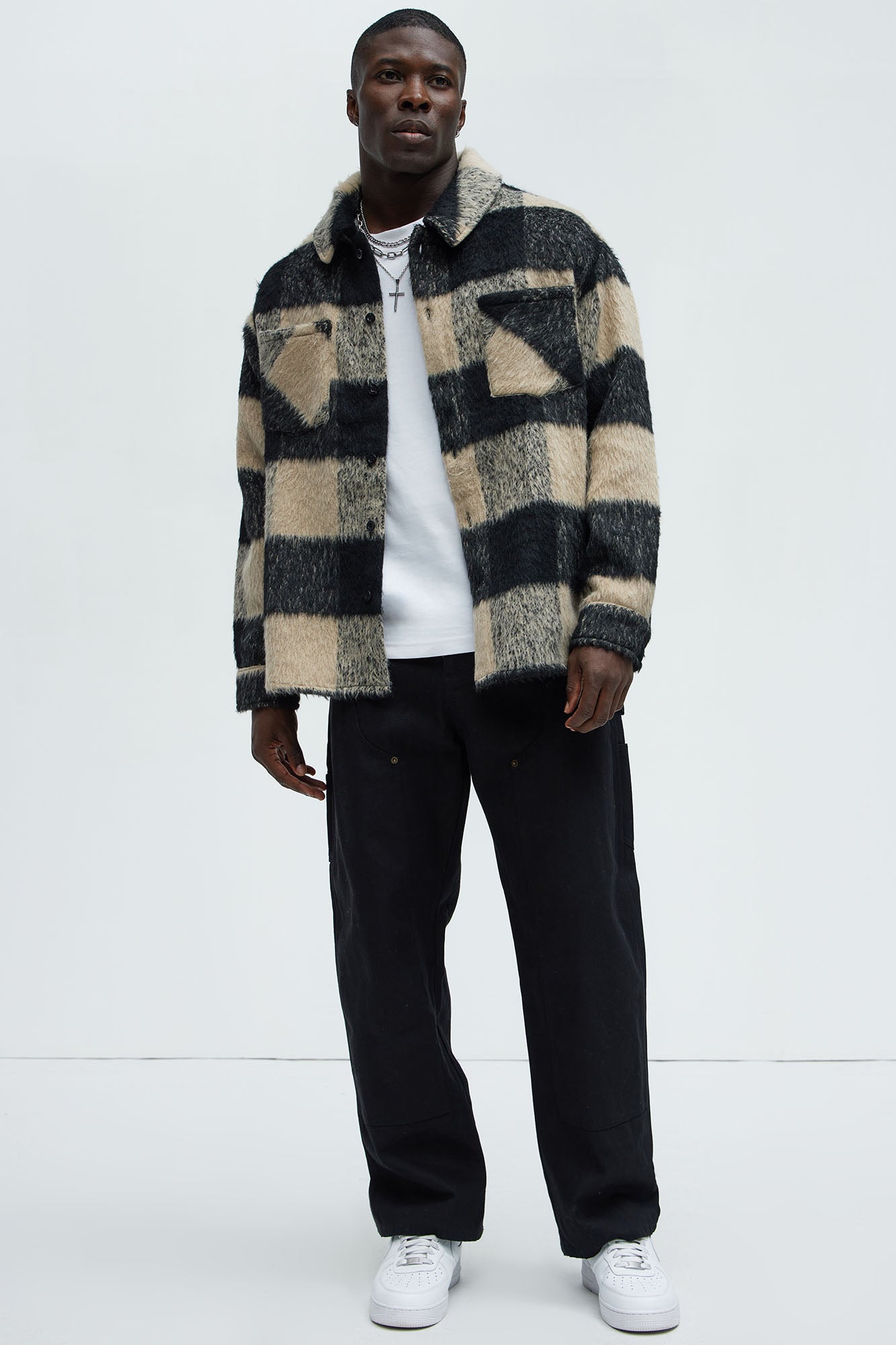 None Of That Matters Shacket - Black/combo