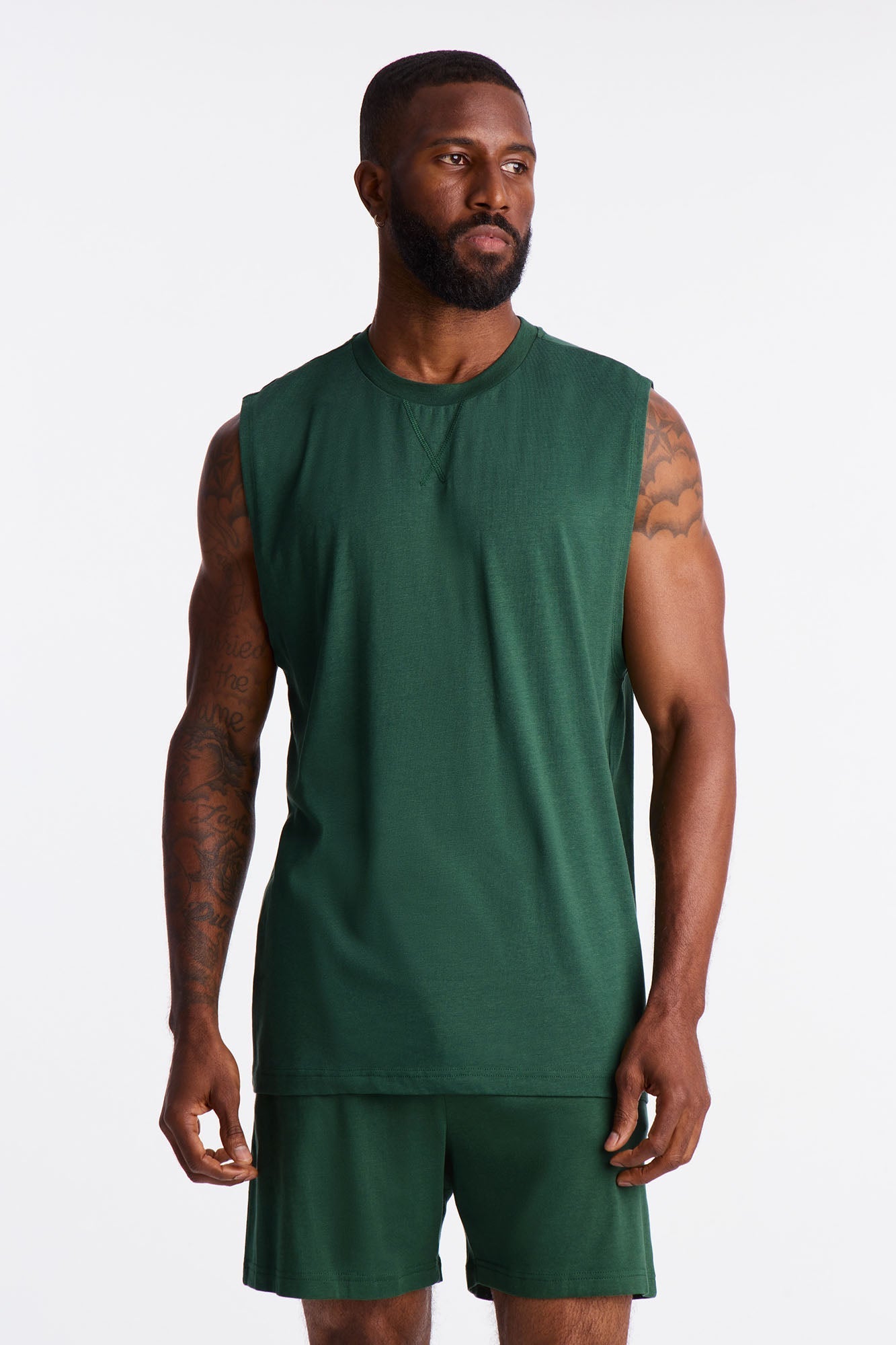 Essential Modal Lounge Sleeveless Muscle Tee - Green