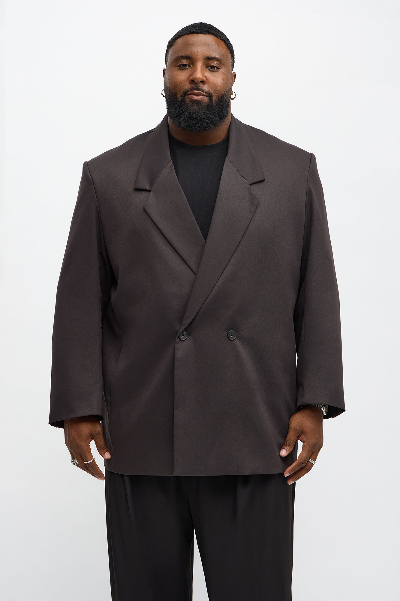 Oversized Quiet Authority Double Breasted Blazer - Brown