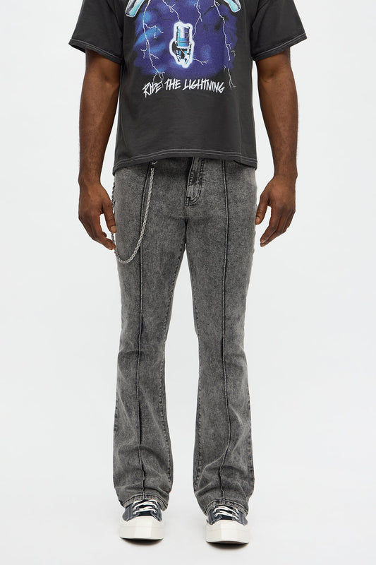Stacked Skinny Flare Runaway Seam Jean - Black Wash