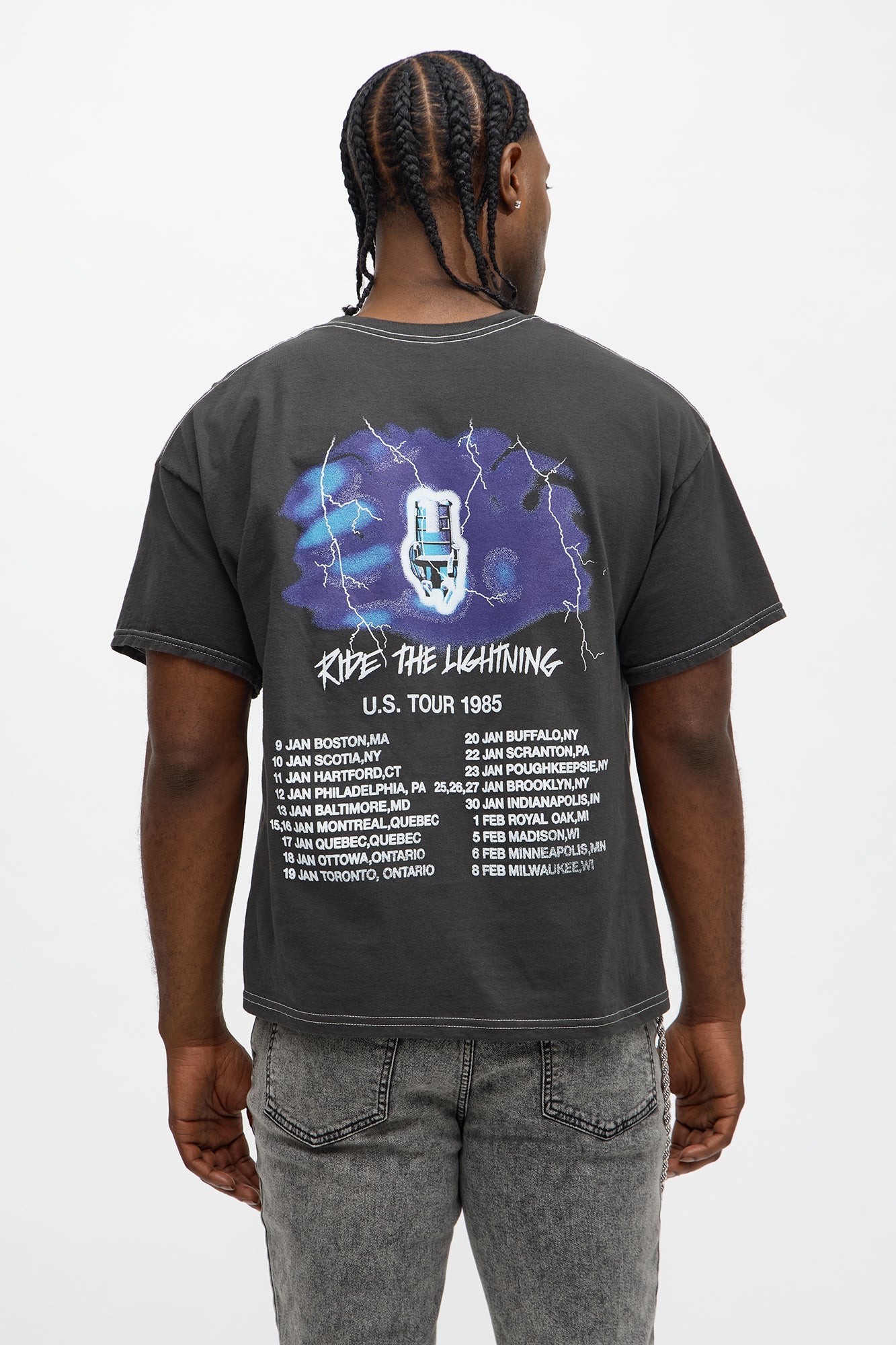 Metallica Ride The Lightning Boxy Short Sleeve Tee - Black