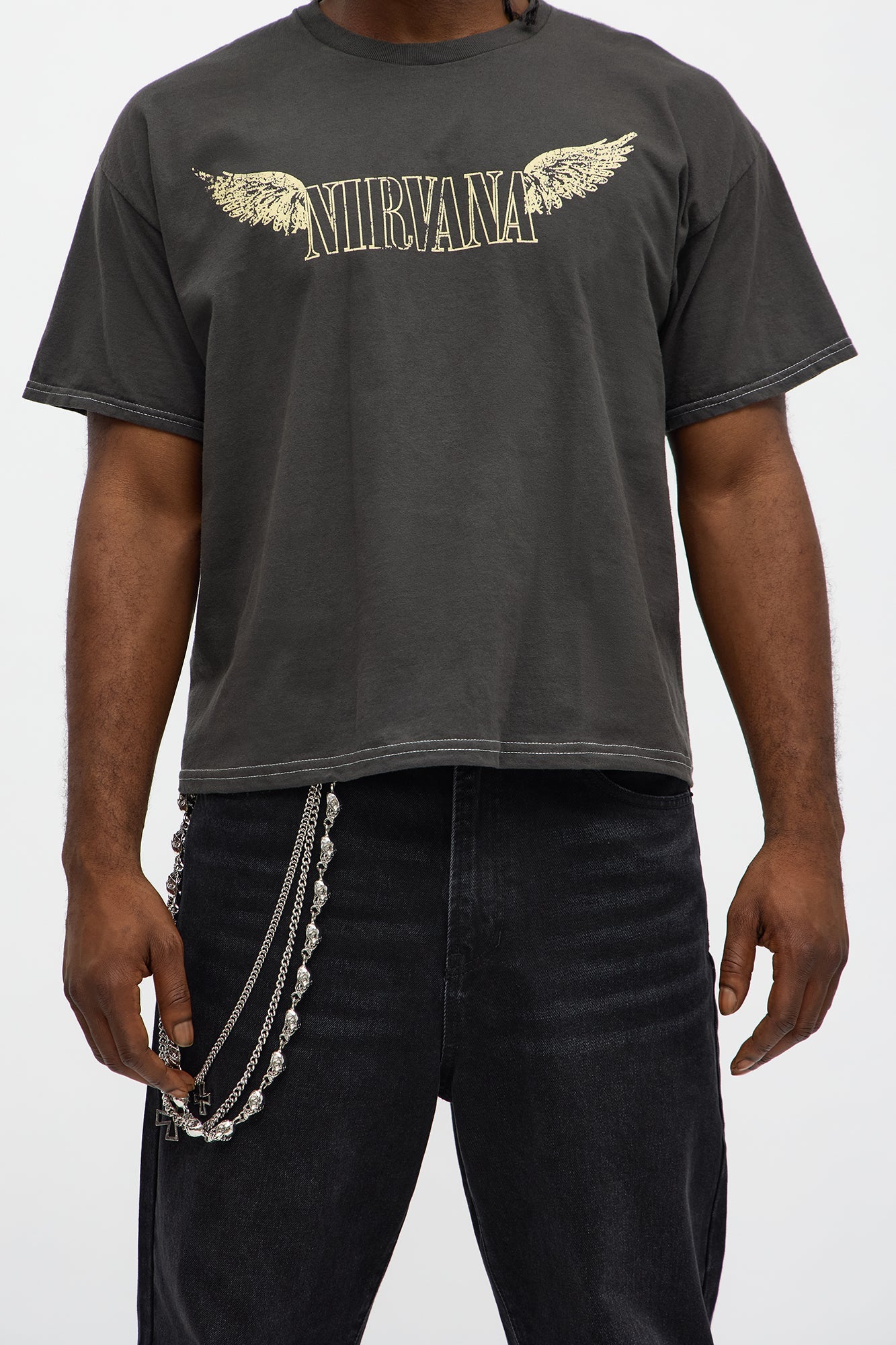 Nirvana Angel Utopia Boxy Short Sleeve Tee - Black