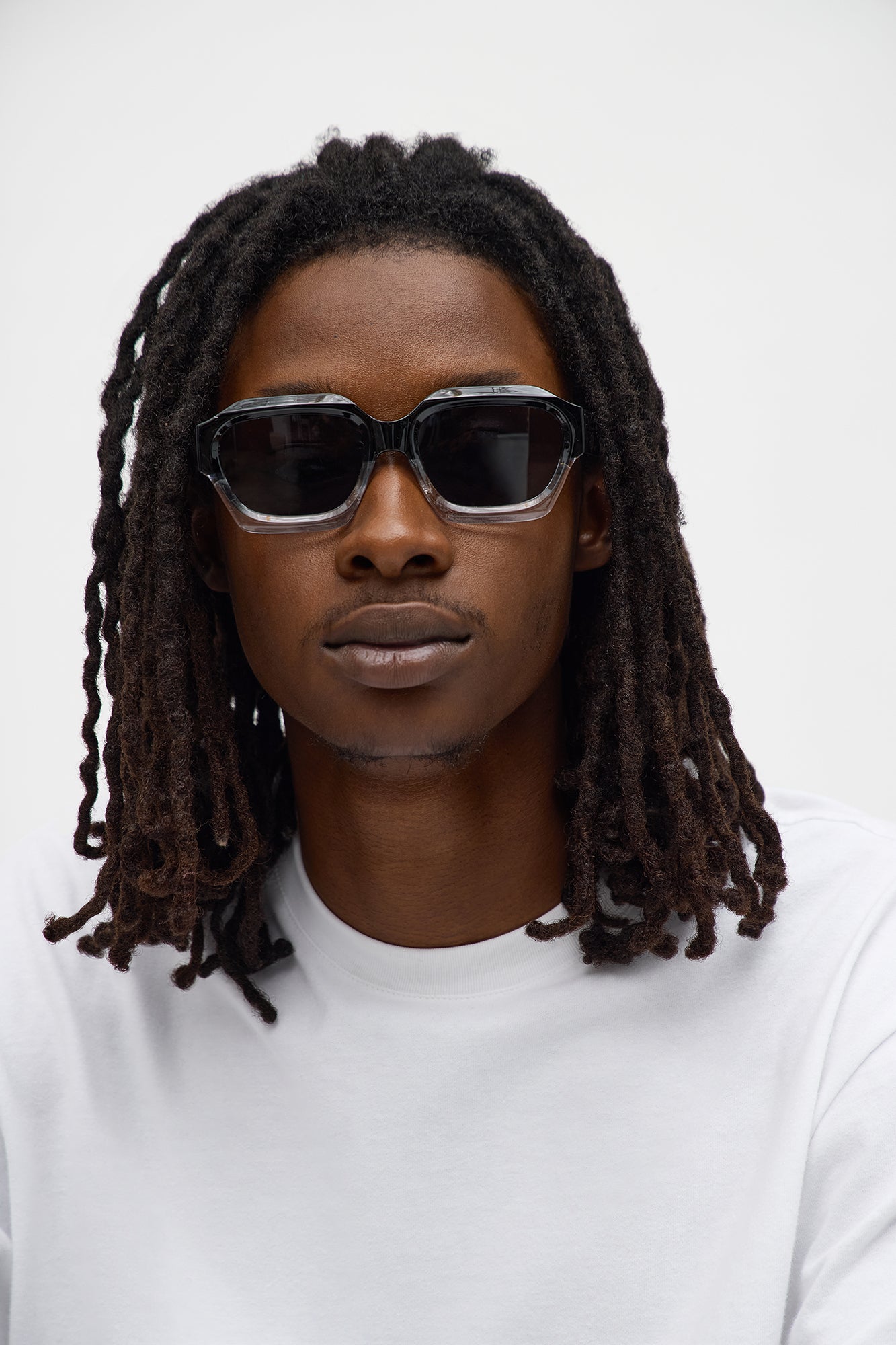Two Tone Geometric Frame Color Lens Sunglasses - Black/combo