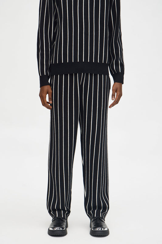Straight Pinstripe Posh Sweater Knit Pant - Black/combo