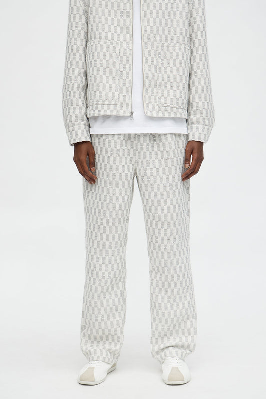 Slim Slit Flare Checker Pant - Cream