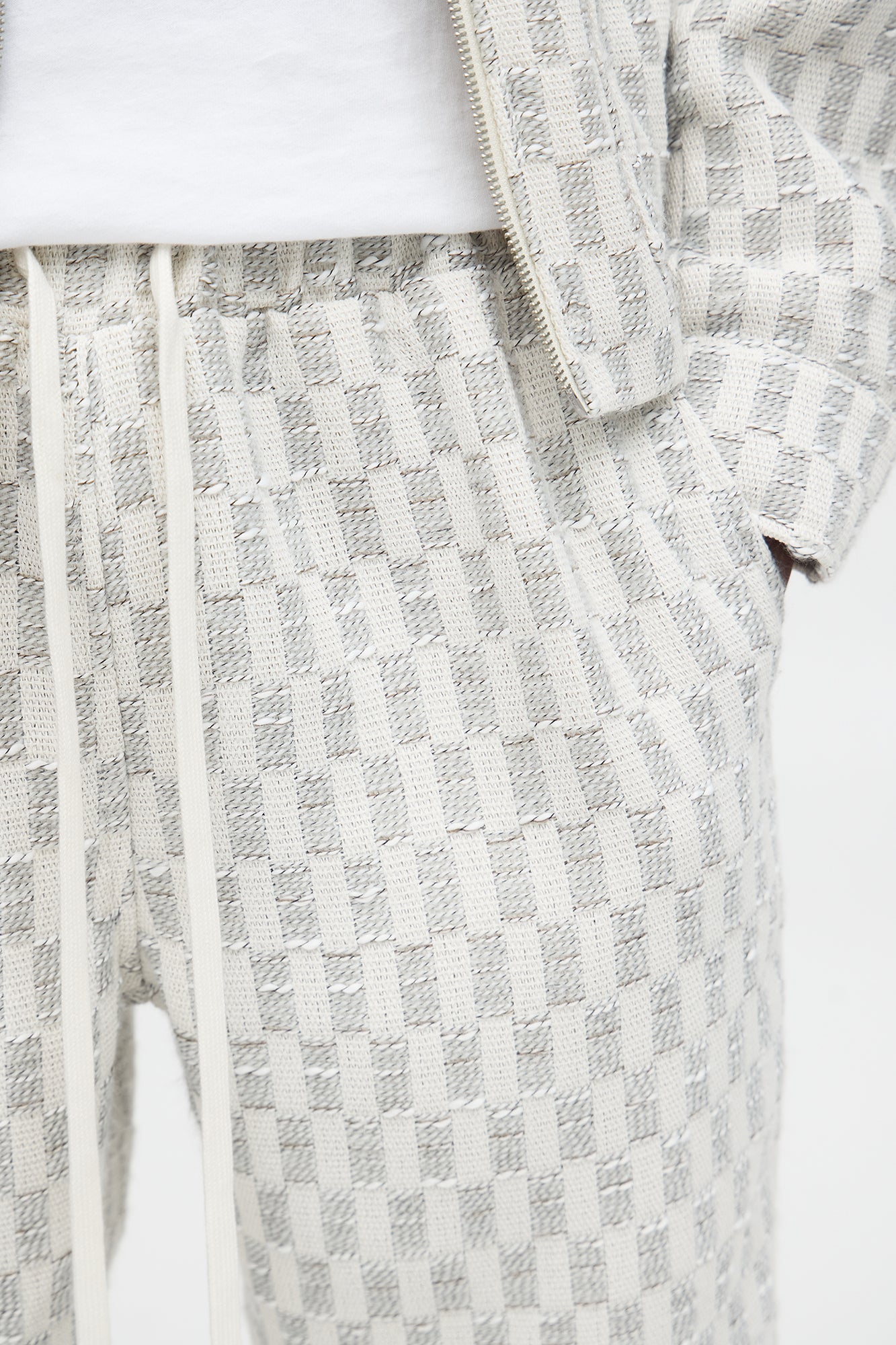 Slim Slit Flare Checker Pant - Cream