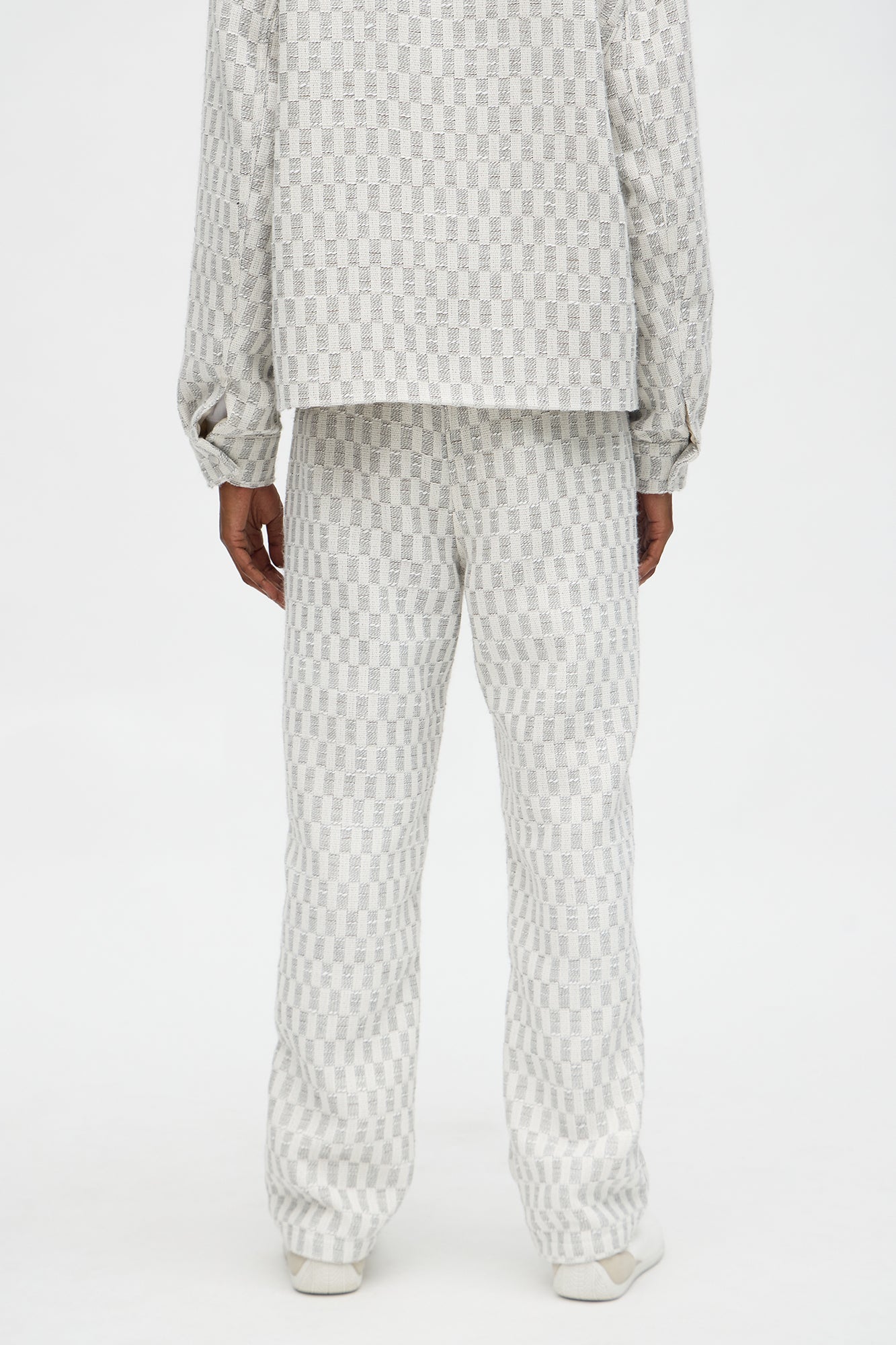 Slim Slit Flare Checker Pant - Cream