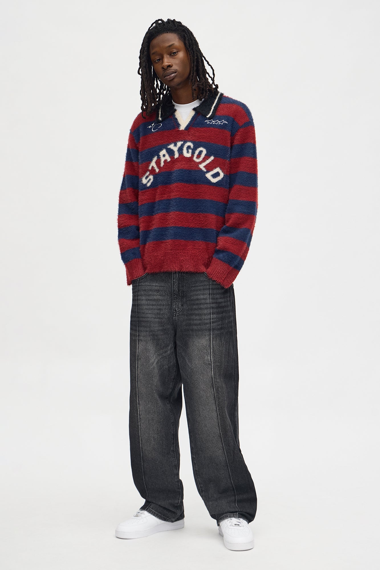 Baggy Faux Pleat Jean - Black Wash