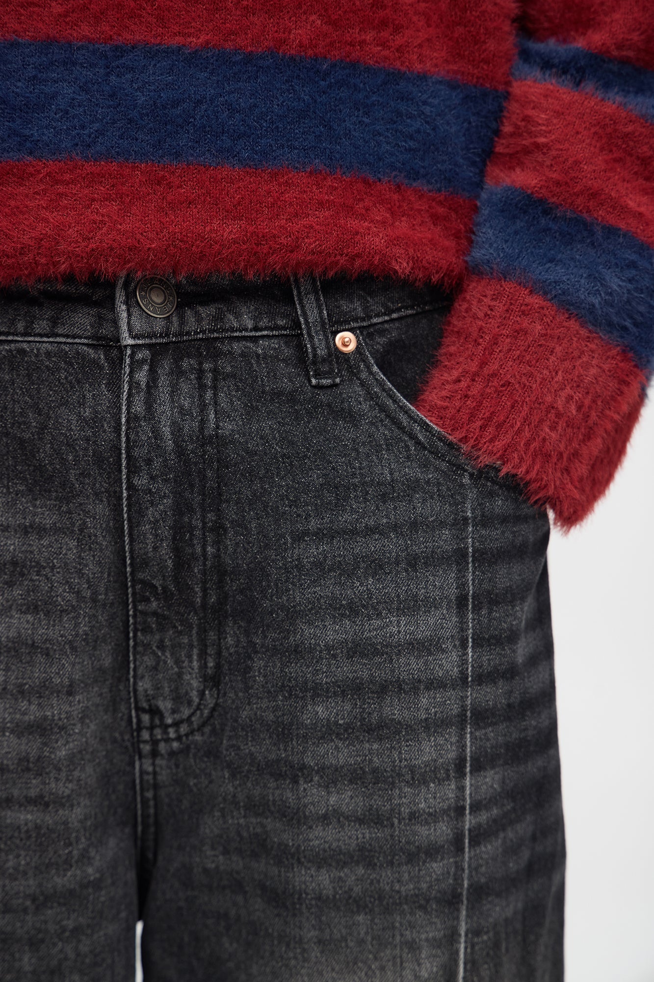 Baggy Faux Pleat Jean - Black Wash