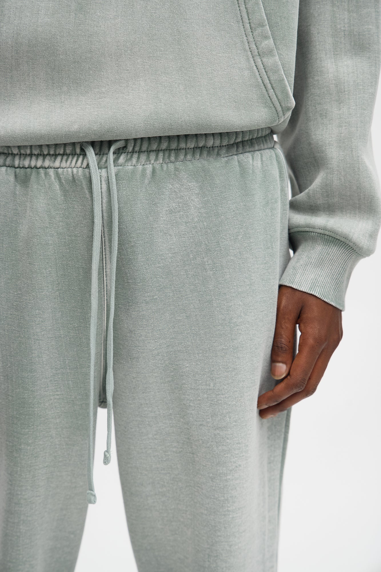 Acid Wash Heavyweight Slim Flare Sweatpants - Sage