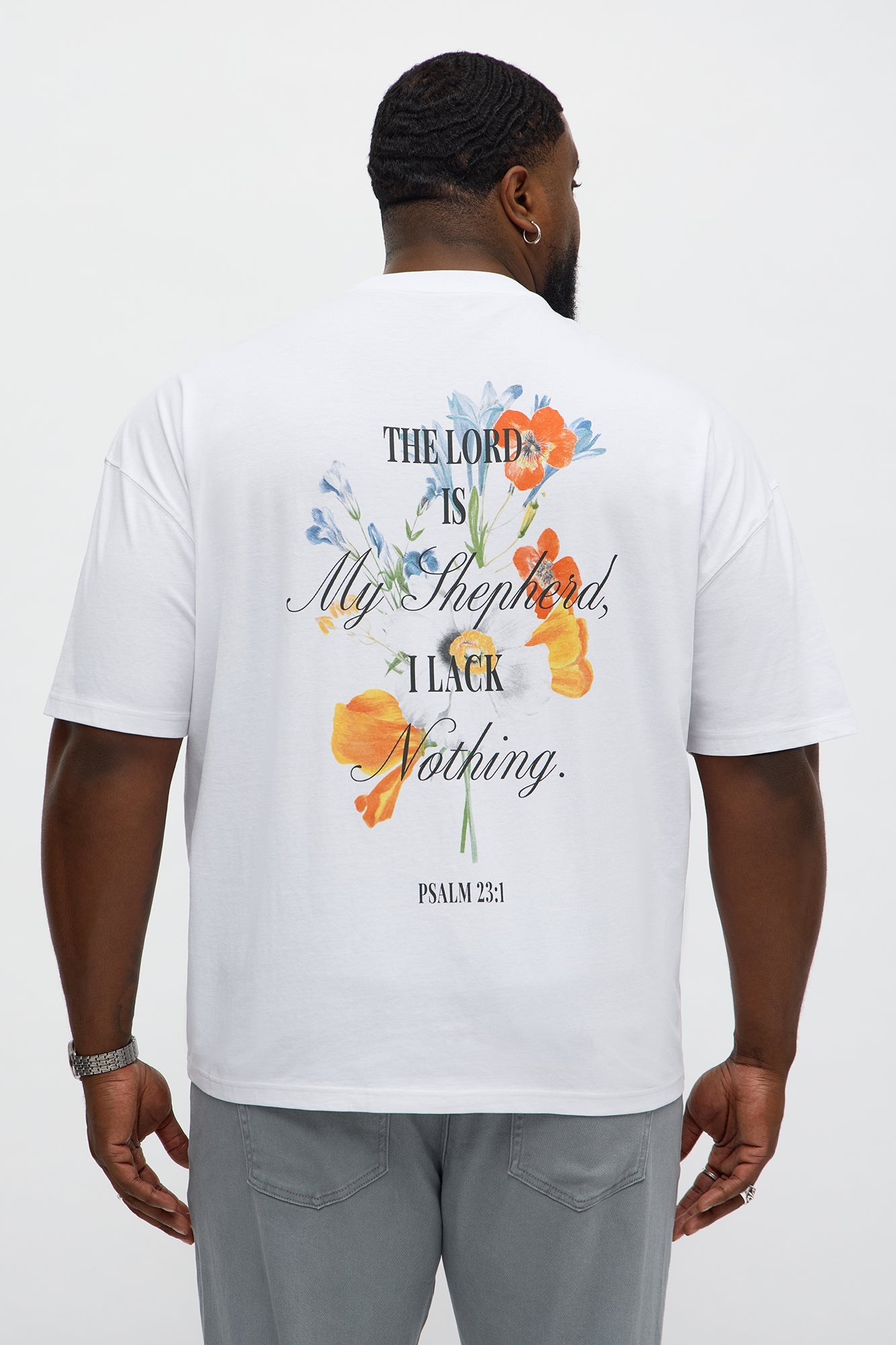 Psalms 23 Verse 1 Oversized Short Sleeve Tee - White