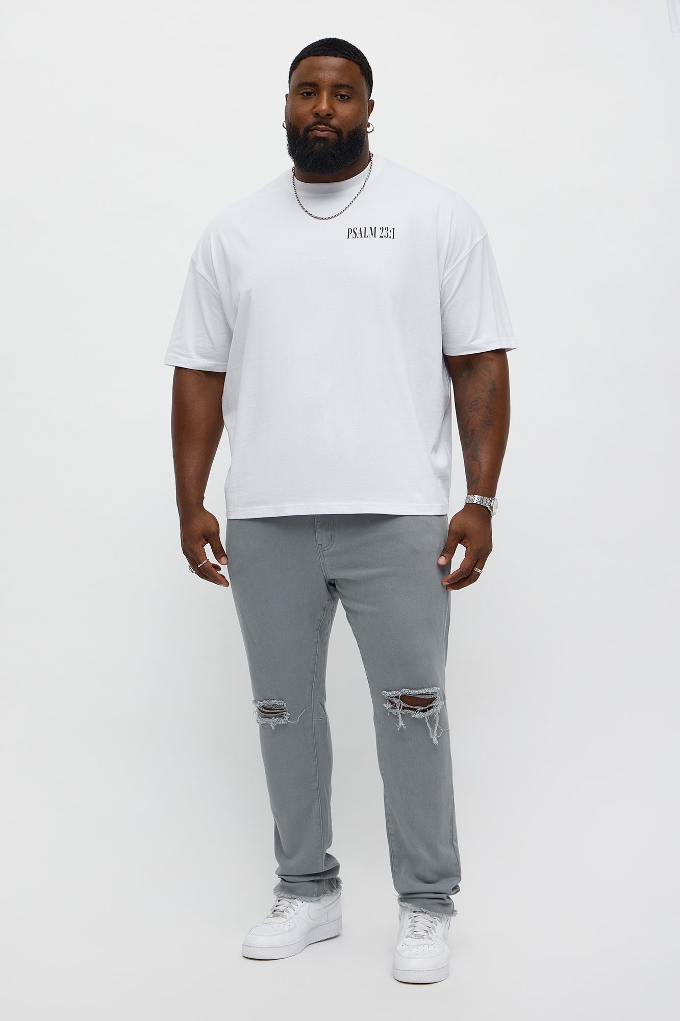 Psalms 23 Verse 1 Oversized Short Sleeve Tee - White