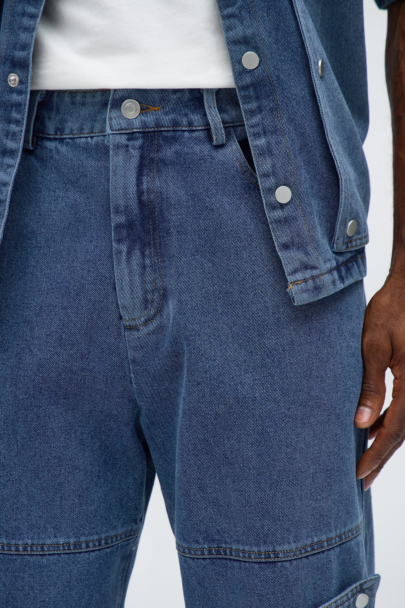 Straight Utility Snap Panel Jean - Dark Wash