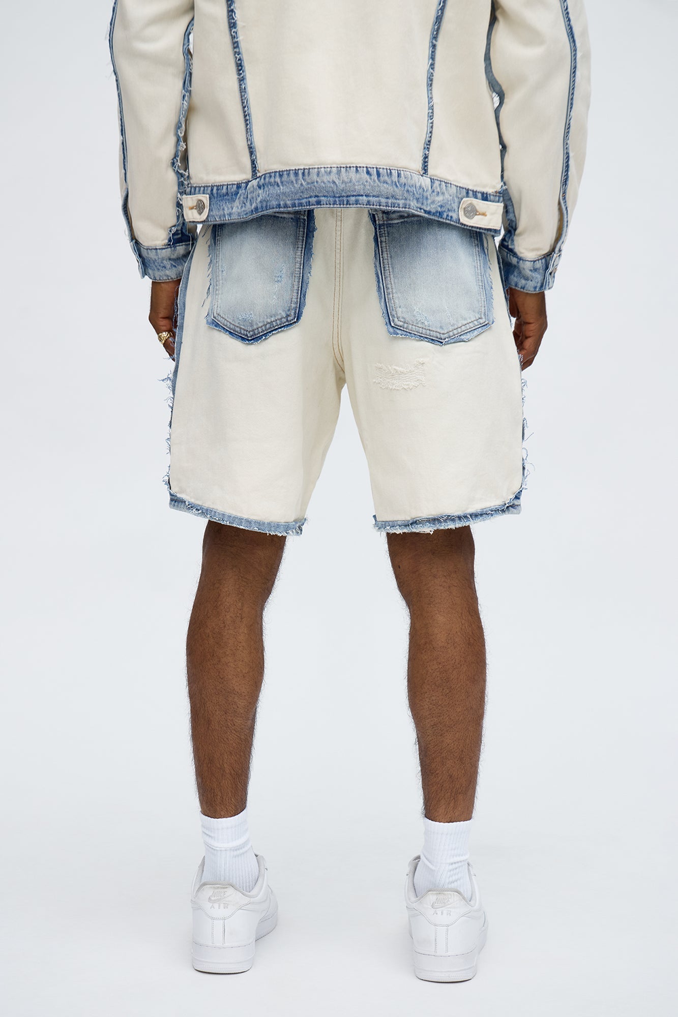 Relaxed Benji Fray Denim Short - Off White/combo