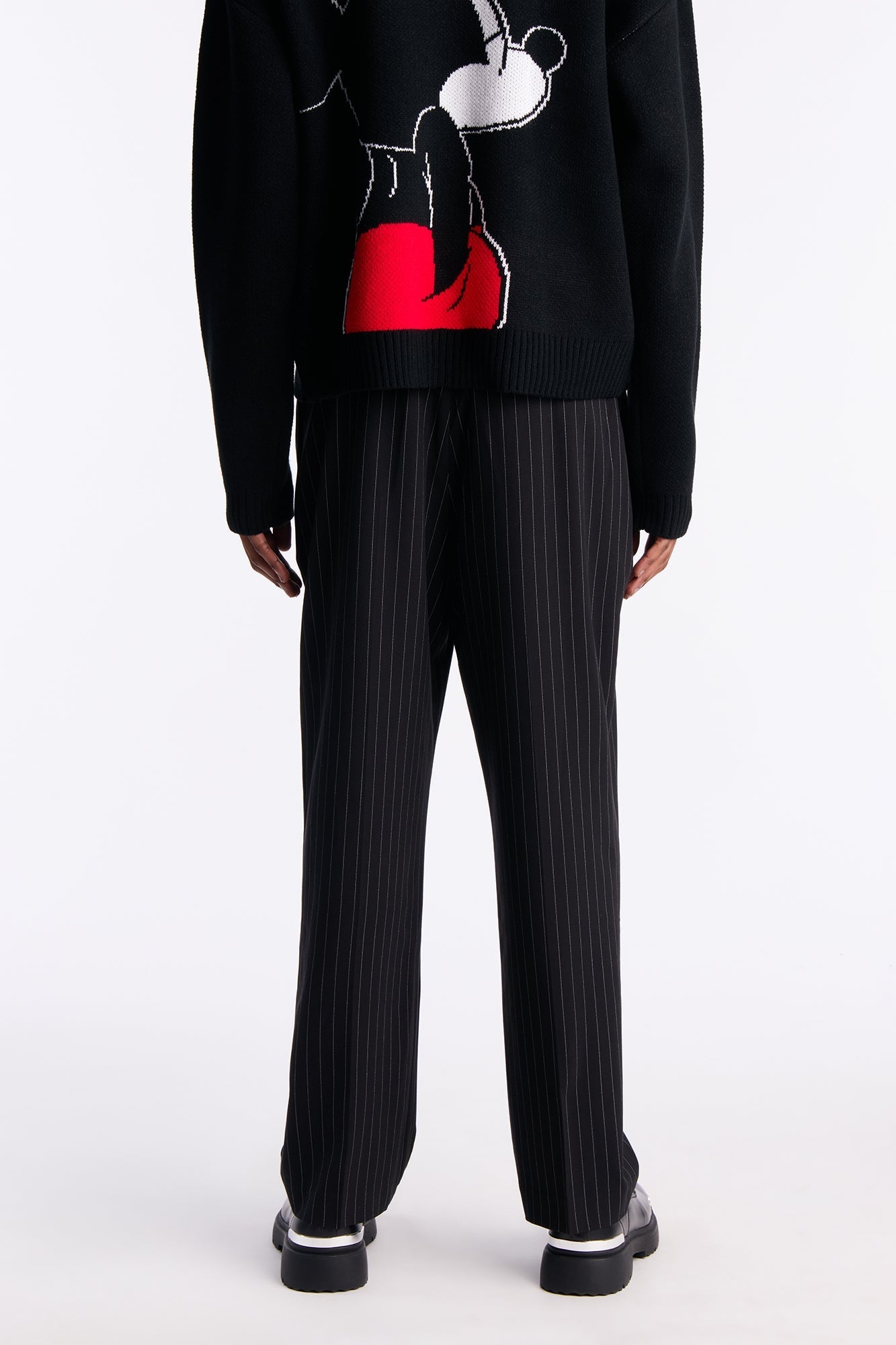 Straight Harlow Pinstripe Drawstring Pant - Black