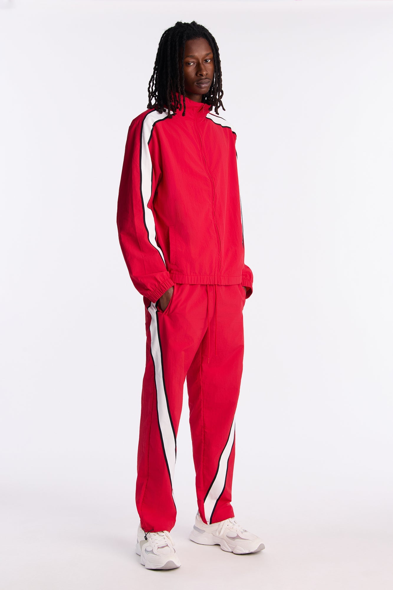 Straight Prep The Field Color Block Nylon Pant - Red/combo