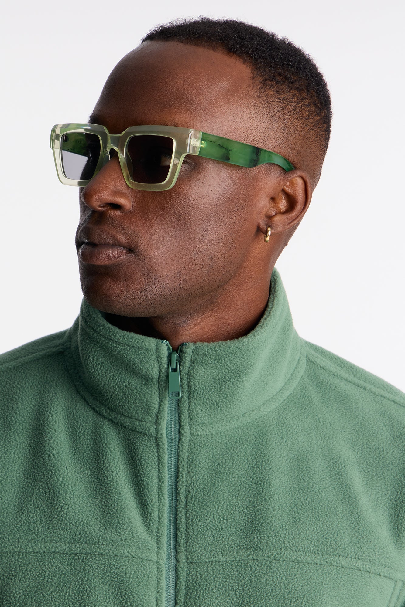 Marble Square Frame Color Lens Sunglasses - Green