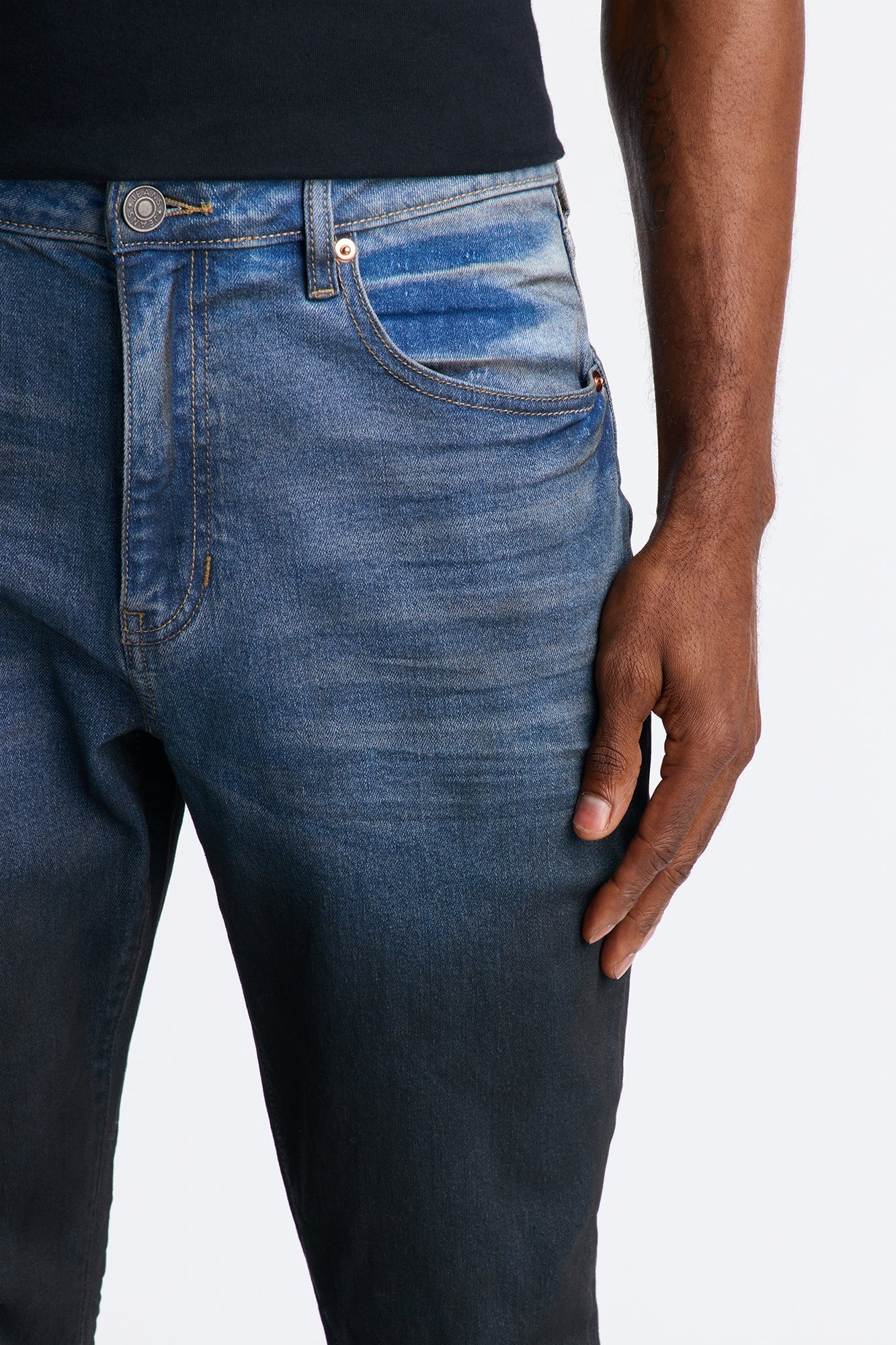 Stacked Skinny Flare Vacancy Distressed Jean - Vintage Blue Wash