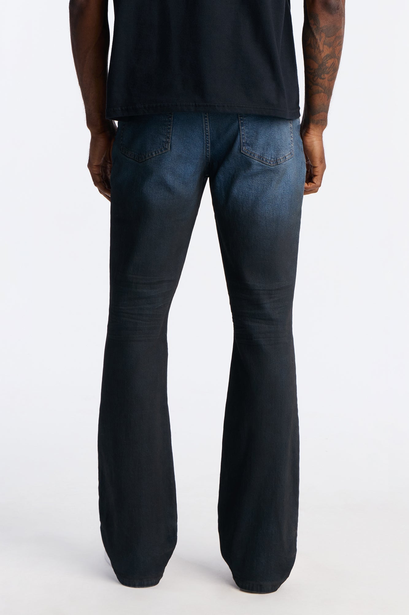 Stacked Skinny Flare Vacancy Distressed Jean - Vintage Blue Wash