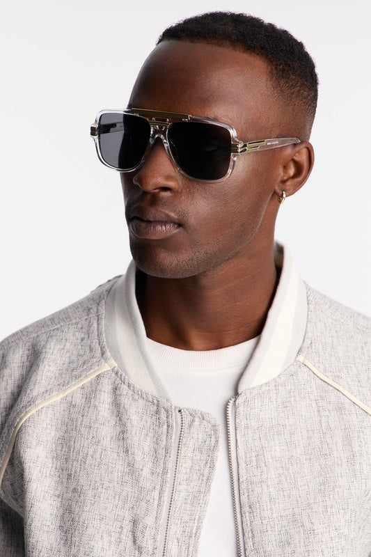 On Stage Colored Lens Aviator Sunglasses - Clear/Gold