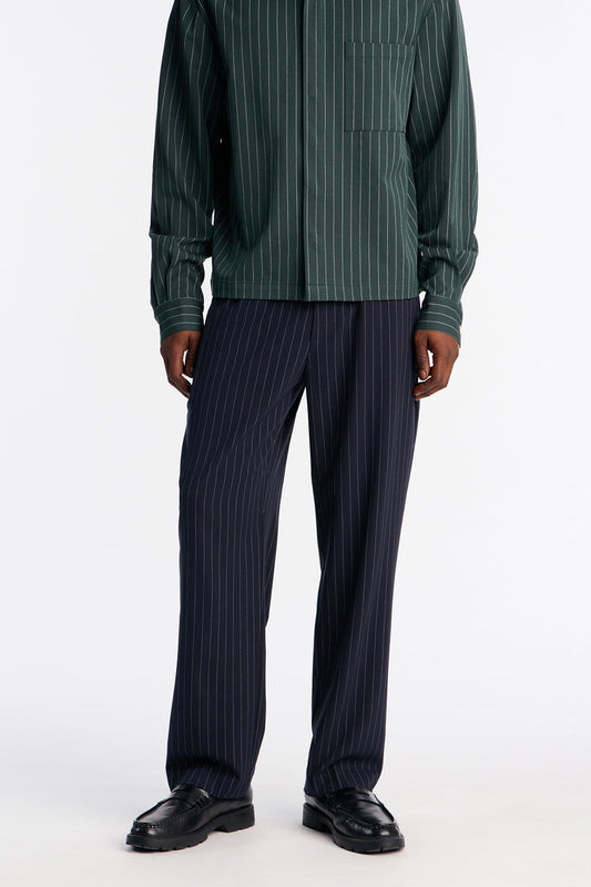 Straight Harlow Pinstripe Drawstring Pant - Navy