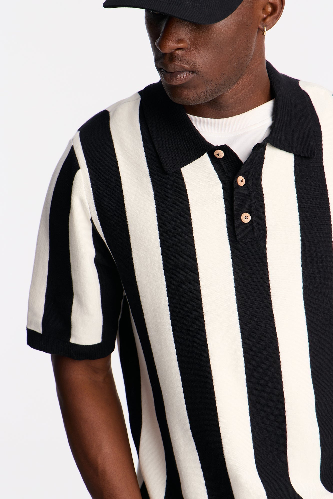 Old Sport Striped Short Sleeve Polo - Black/combo