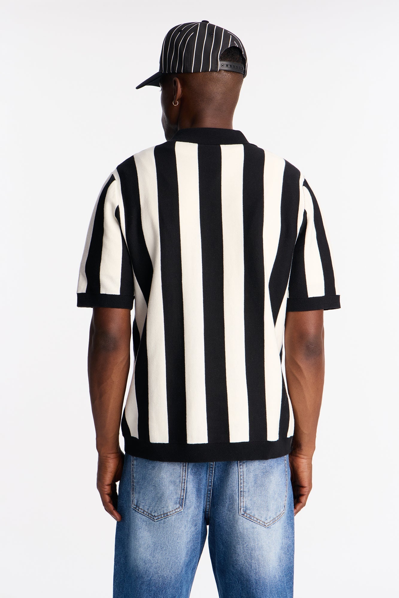 Old Sport Striped Short Sleeve Polo - Black/combo