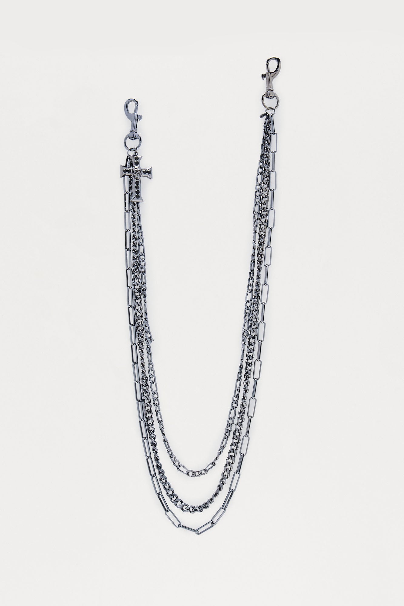 Bones And All Layered Pendant Pant Chain - Gunmetal